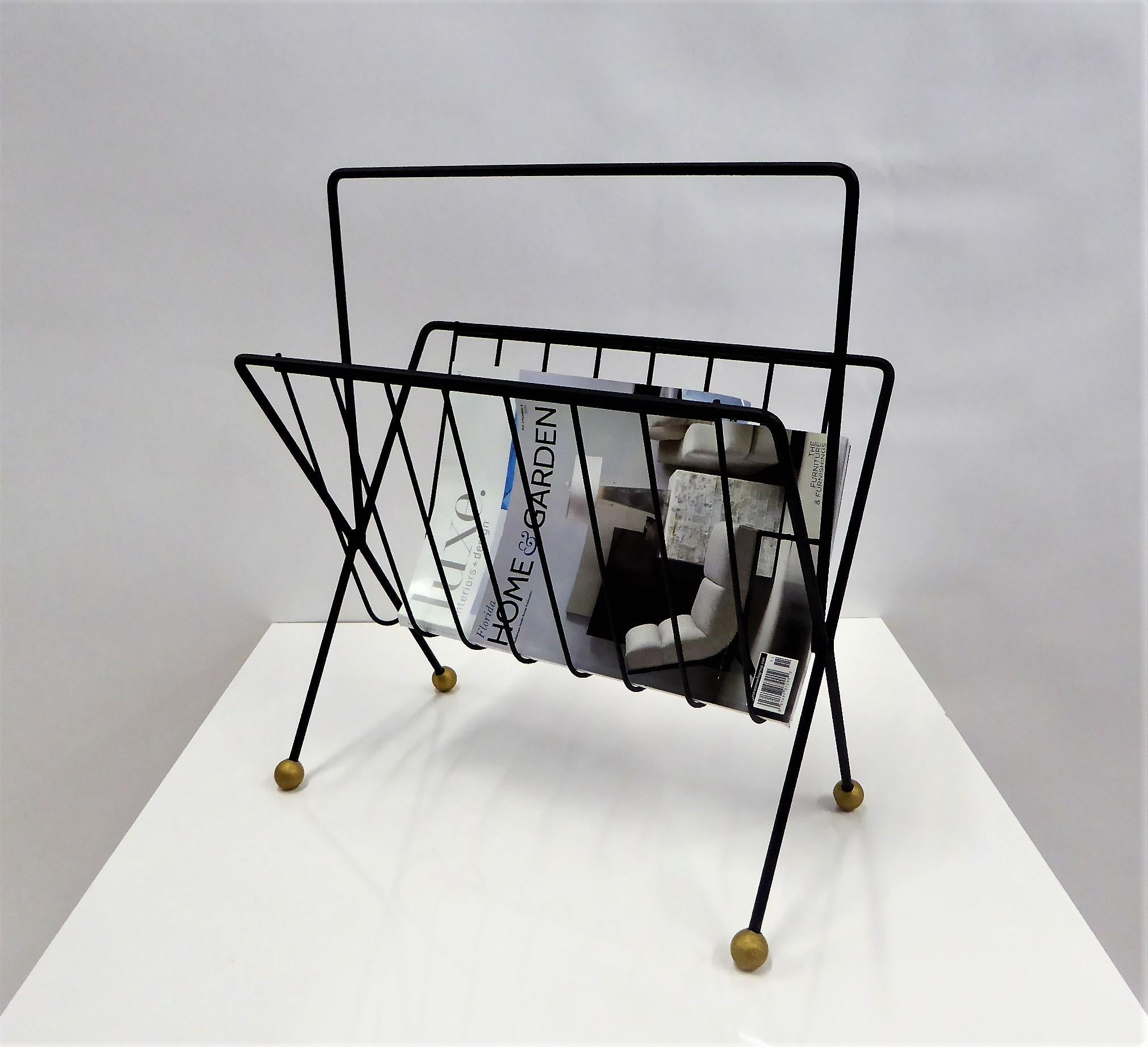 Mid-20th Century 1950s Tony Paul Steel Wire Magazine Rack