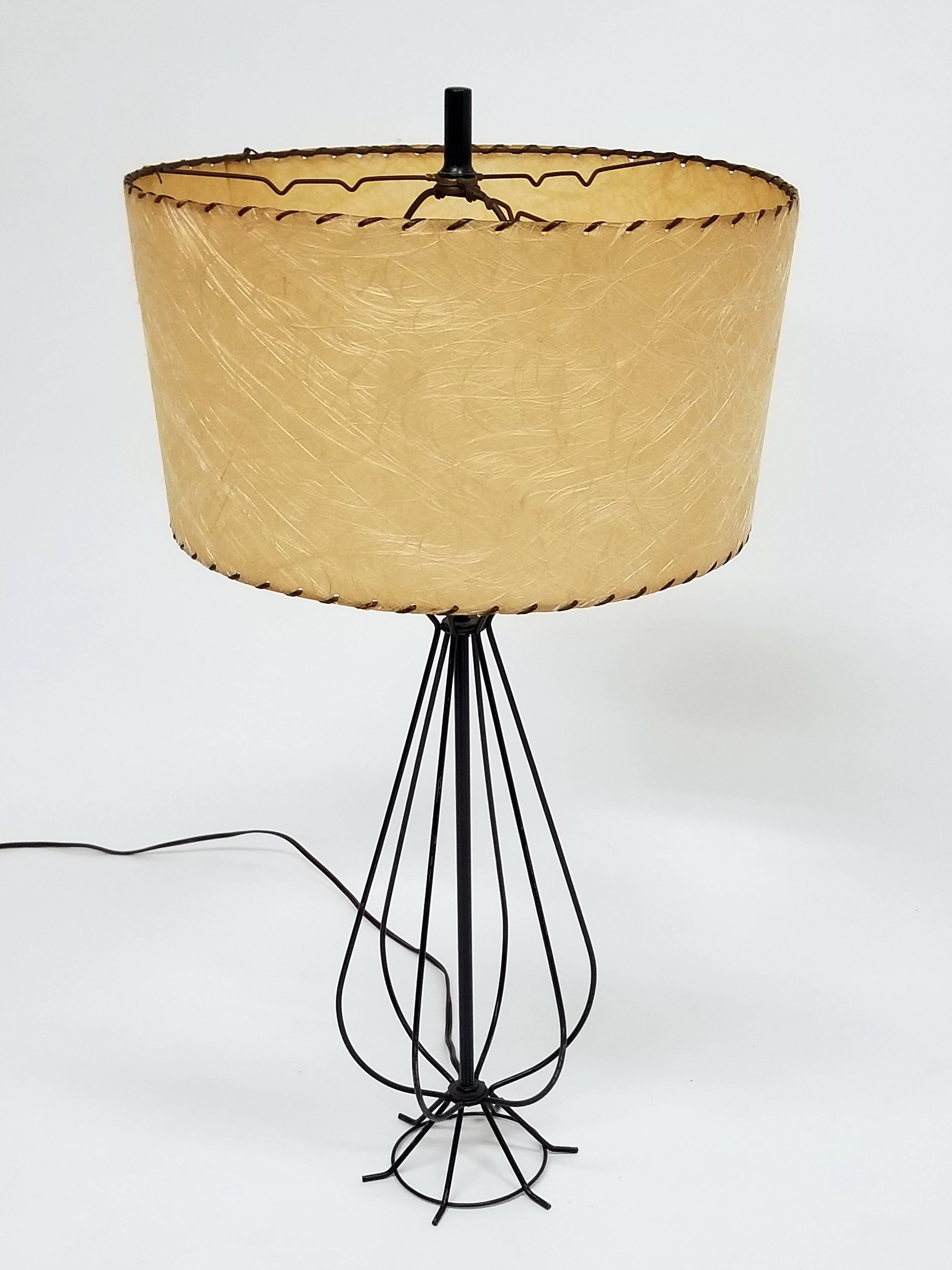 Mid-Century Modern 1950s Tony Paul Wire Table Lamp, USA