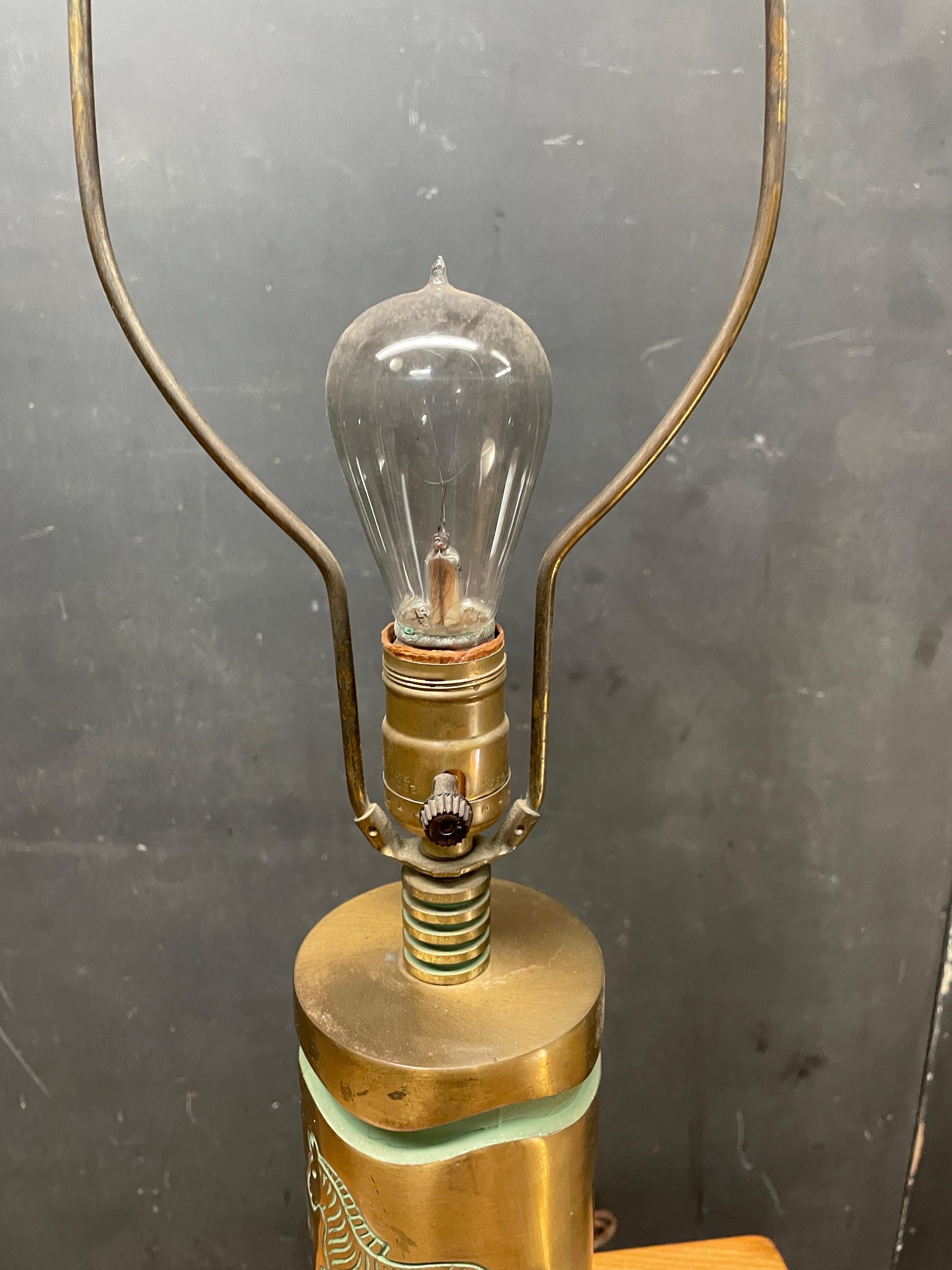 Lampe en laiton zébré de Tony Paul des années 1950 en vente 1