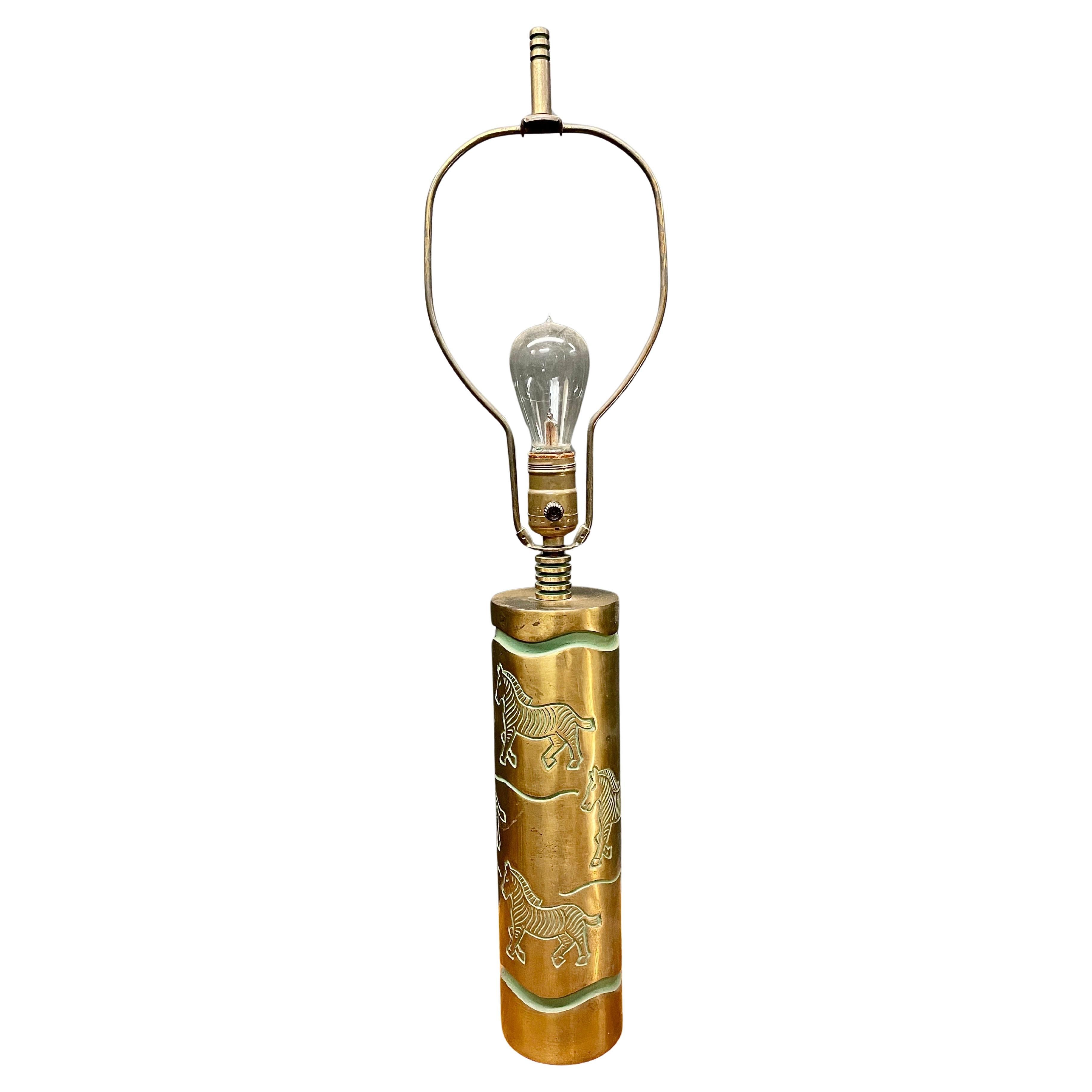 Lampe en laiton zébré de Tony Paul des années 1950 en vente