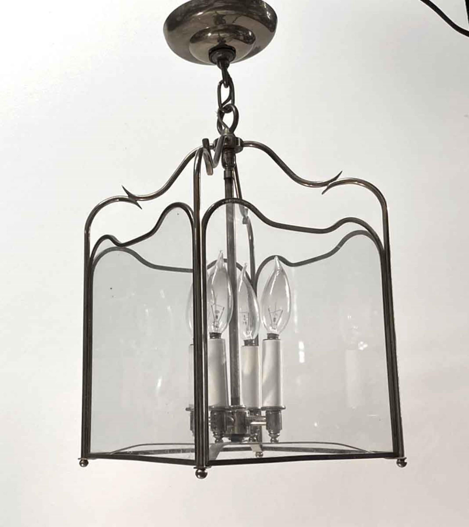 American 1950s Traditional Foyer Pendant Lantern Light in a Polished Brass Finish