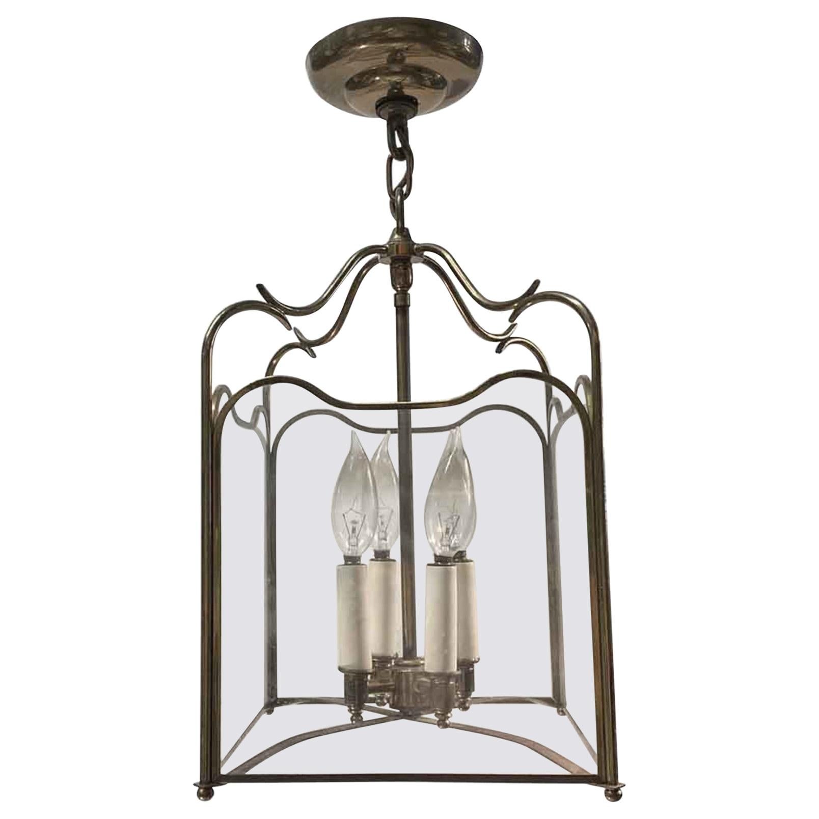 1950s Traditional Foyer Pendant Lantern Light in a Polished Brass Finish