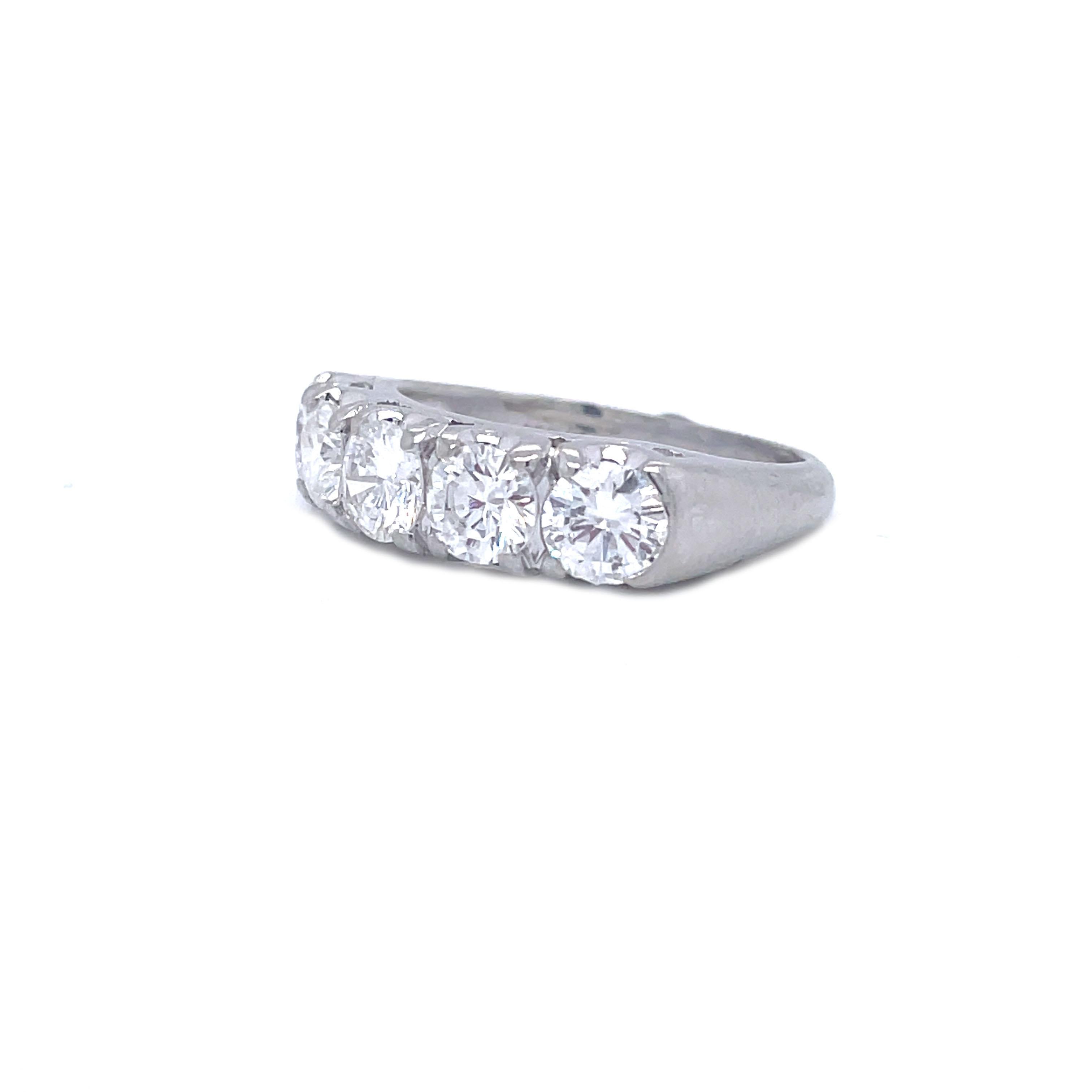1950s Traub Manufacturing Orange Blossom Five Stone Diamond White Gold Ring 5