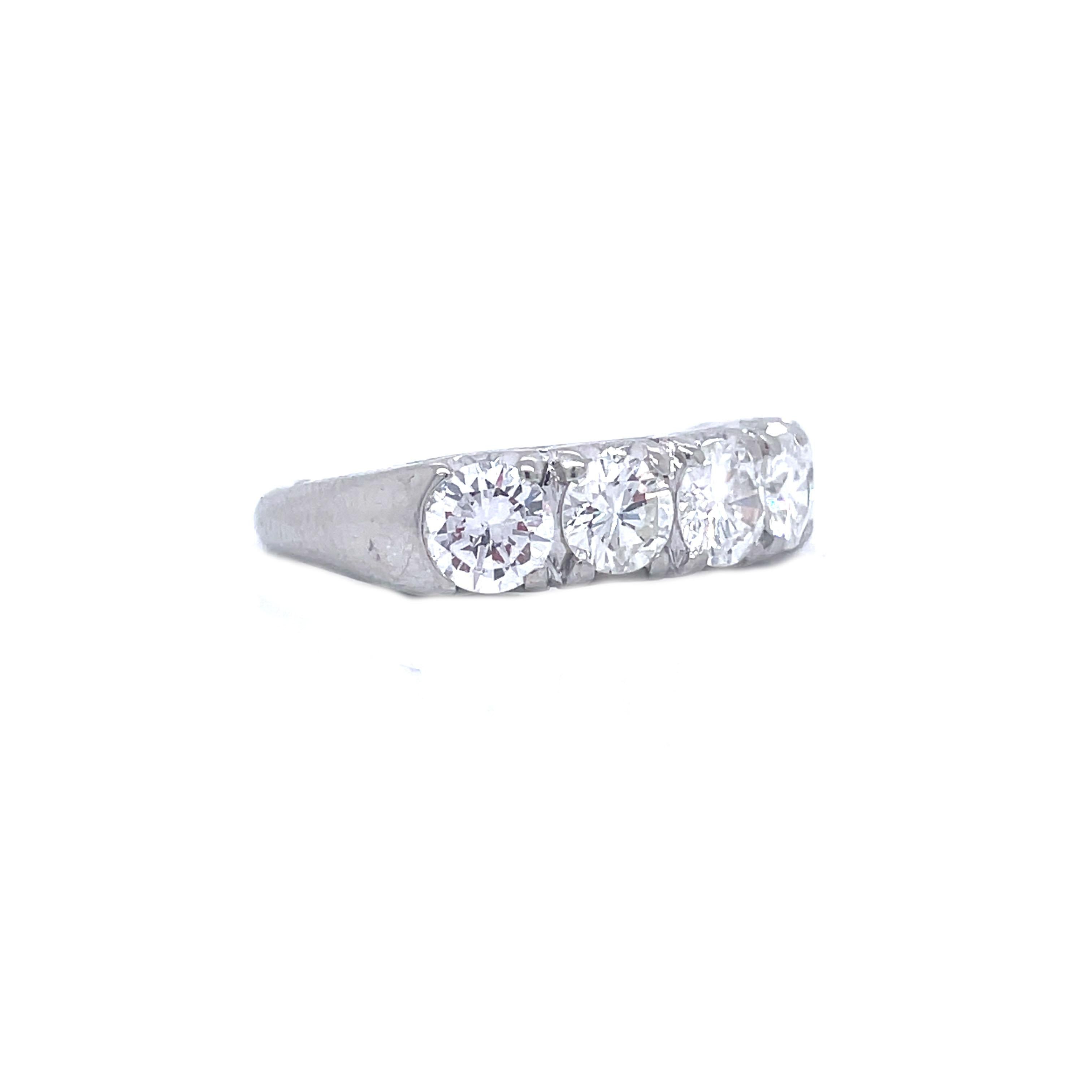 Women's 1950s Traub Manufacturing Orange Blossom Five Stone Diamond White Gold Ring 