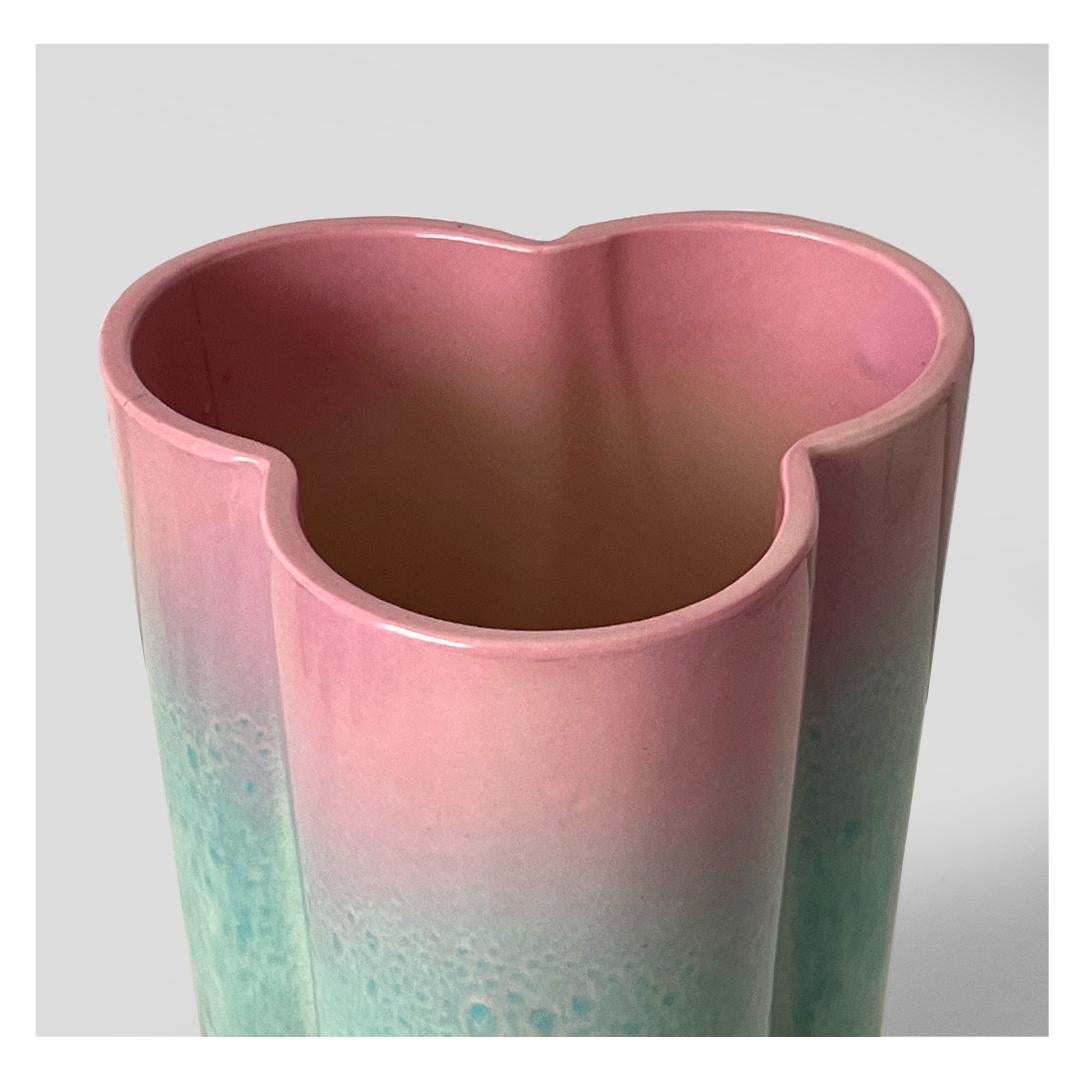 American 1950's Trefoil Clover Leaf Pink Vase