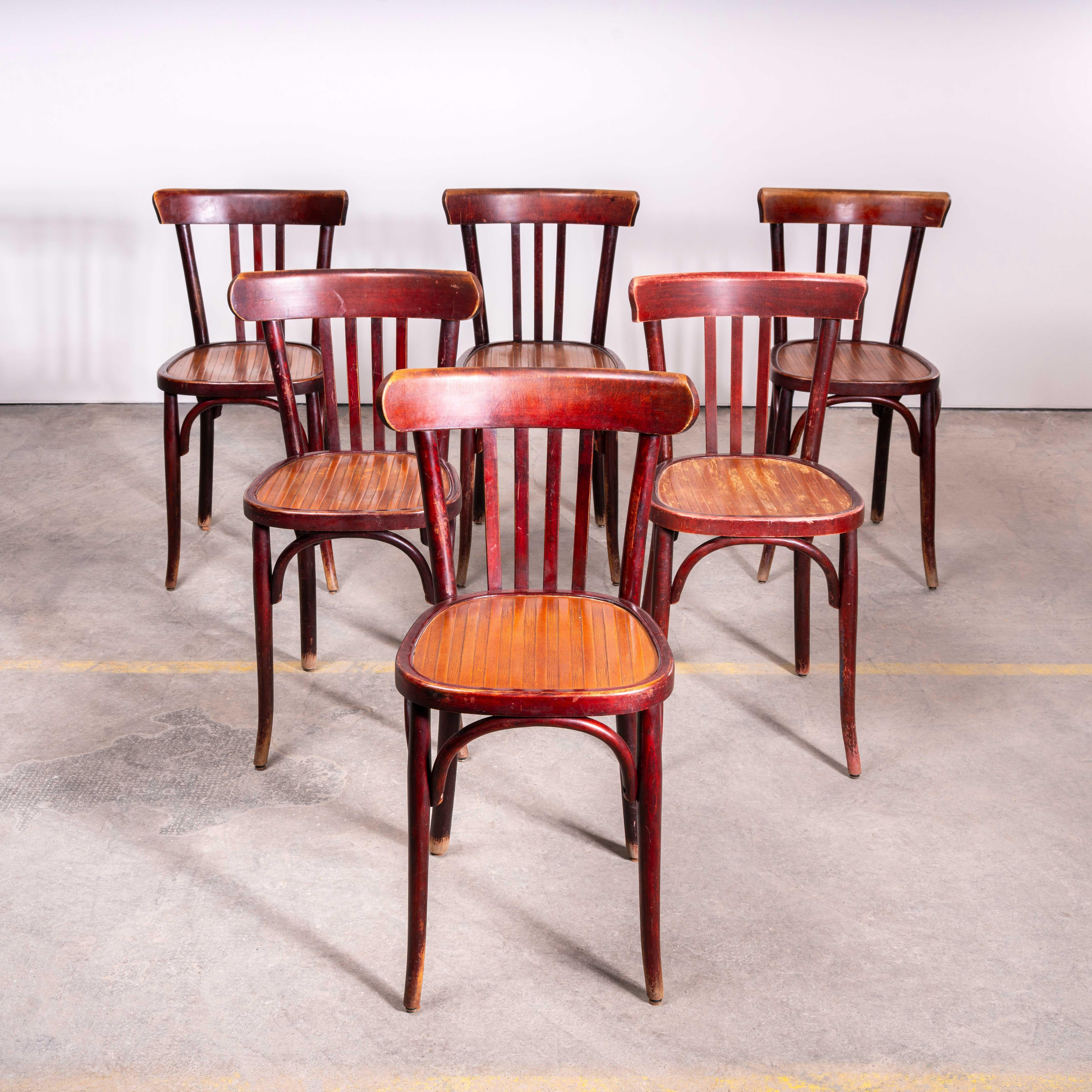 Metà XX secolo Sedie da pranzo in bengala bicolore Tri-Slat degli anni '50 - Buona quantità disponibile in vendita