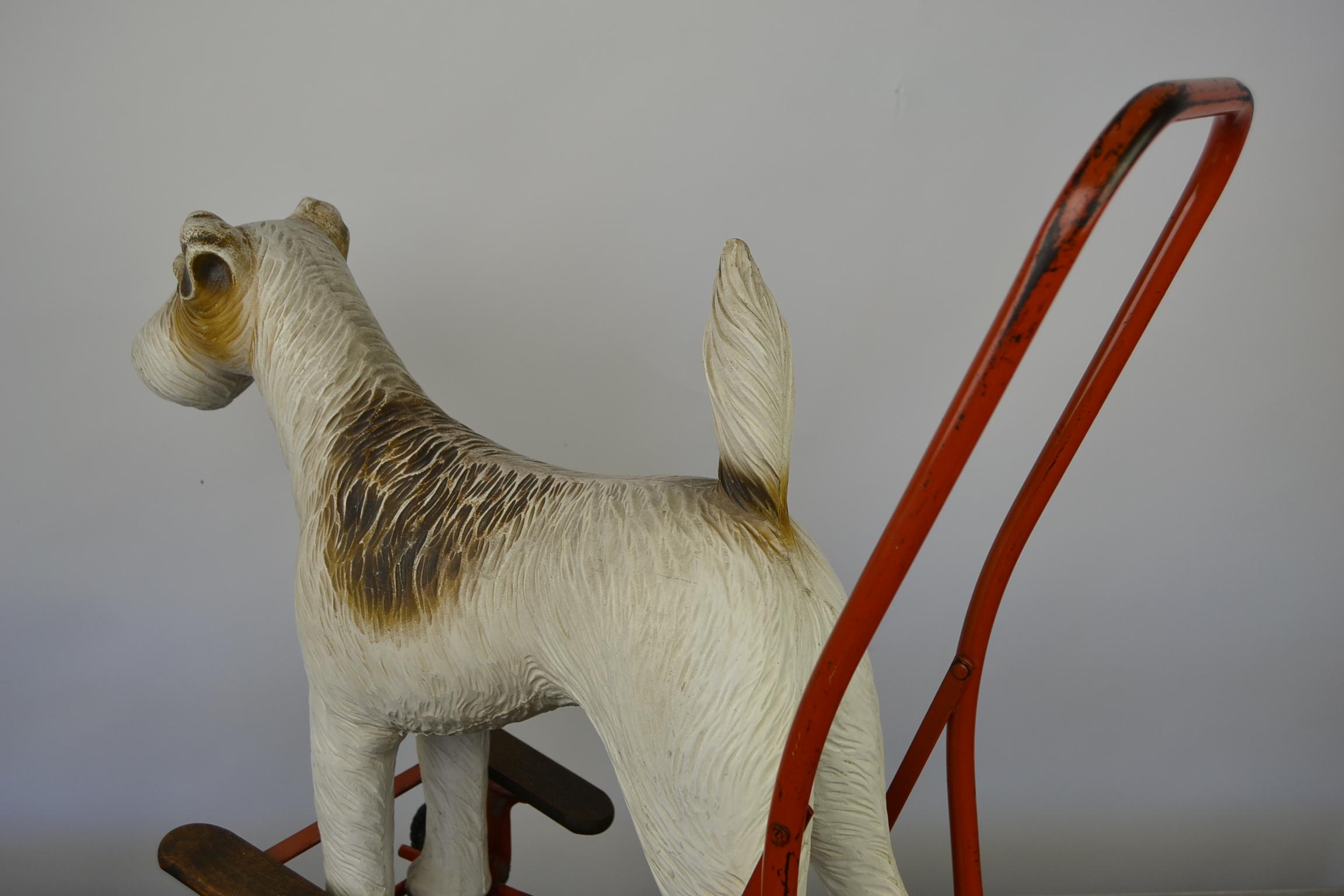 1950s Triang Push Along Toy with Fox Terrier Dog 4