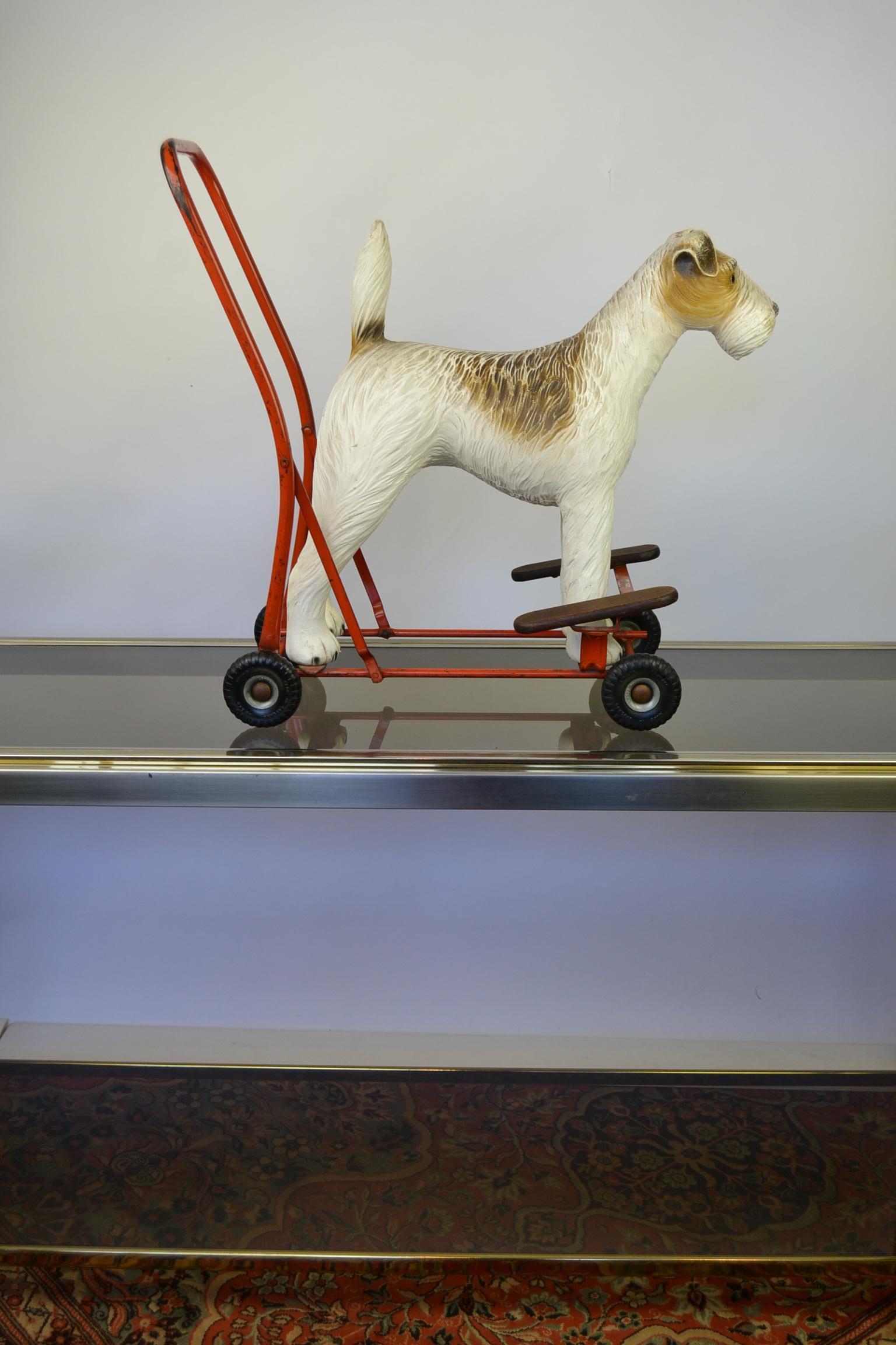 1950s Triang Push Along Toy with Fox Terrier Dog 6