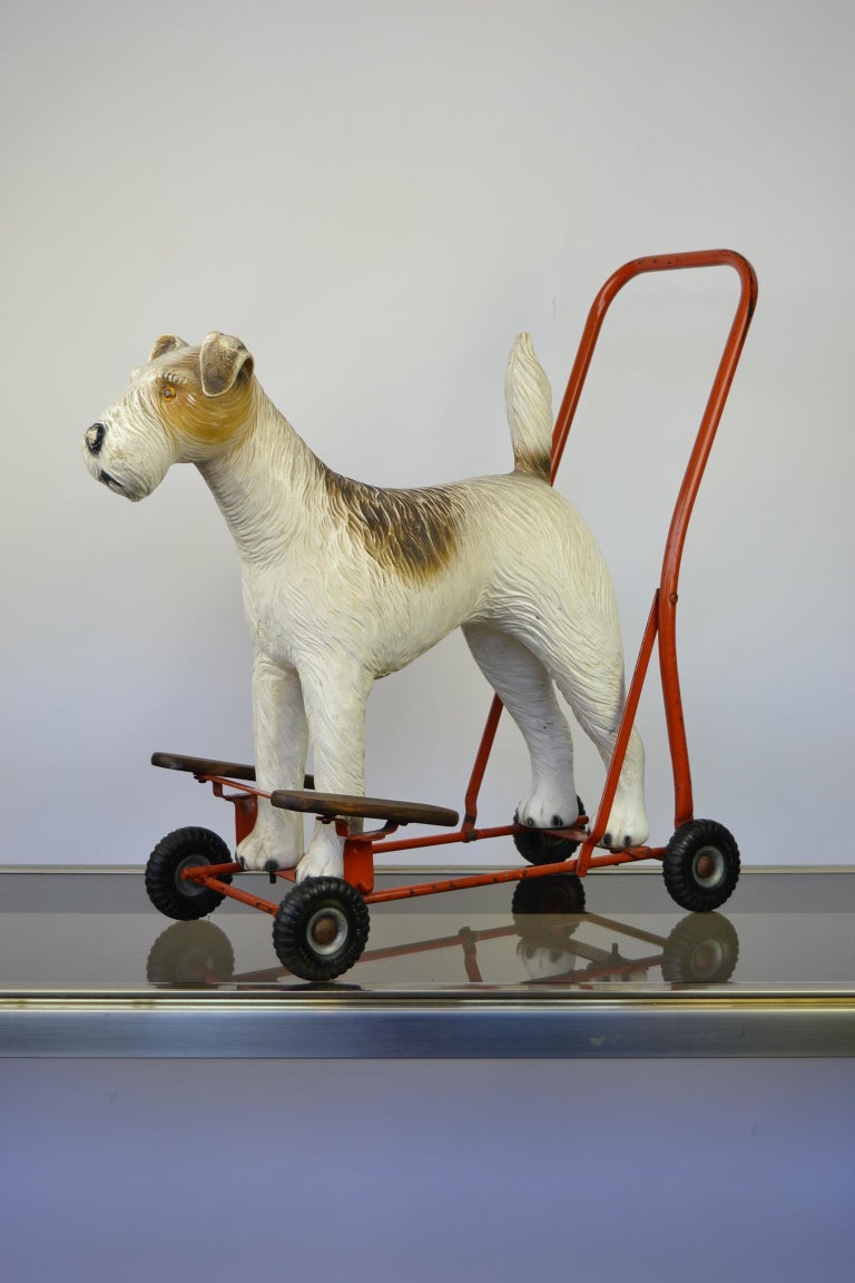 1950s Triang Push Along Toy with Fox Terrier Dog at 1stDibs