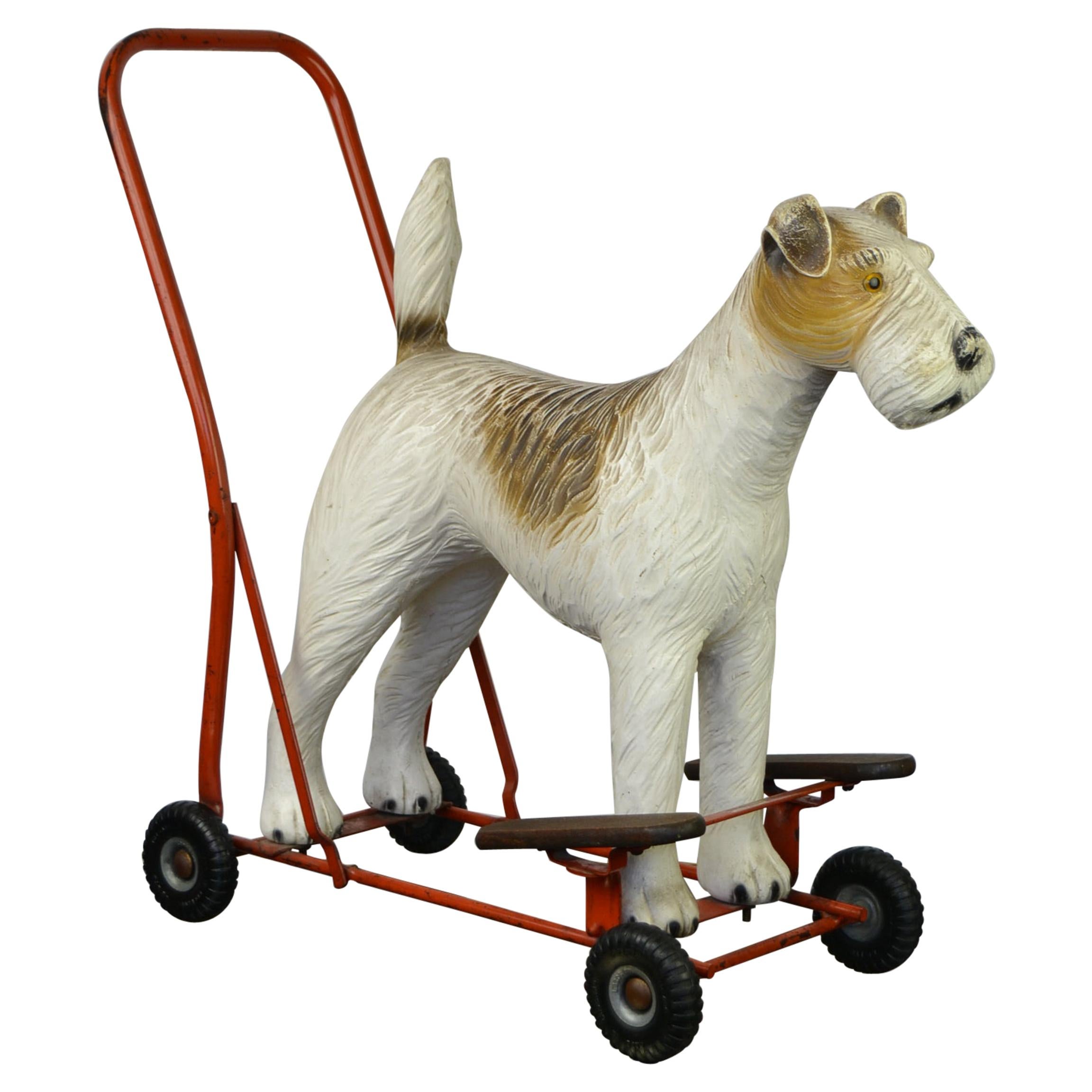 1950s Triang Push Along Toy with Fox Terrier Dog