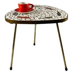 Mosaïque triangulaire des années 1950 - Table en cuivre avec 3 pieds - Hand made mozaic