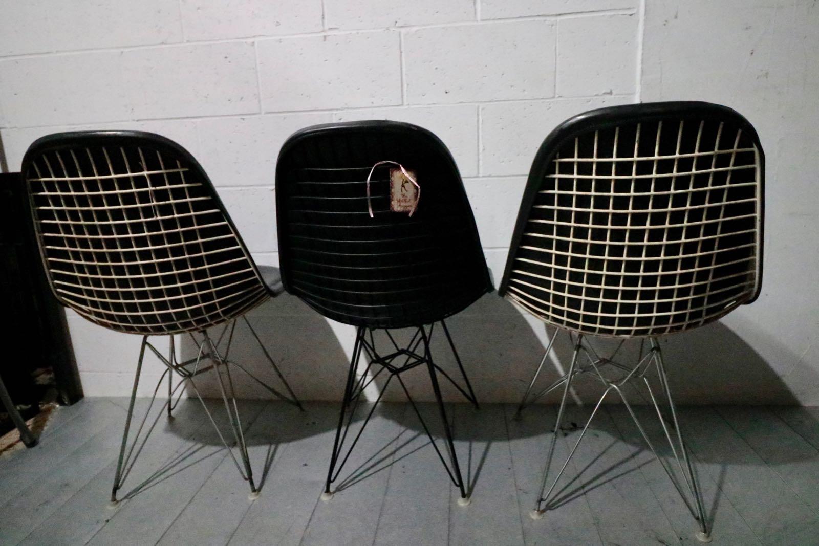 1950s Trio of Early Charles & Ray Eames DKR Chairs with Original Vinyl Cover 1