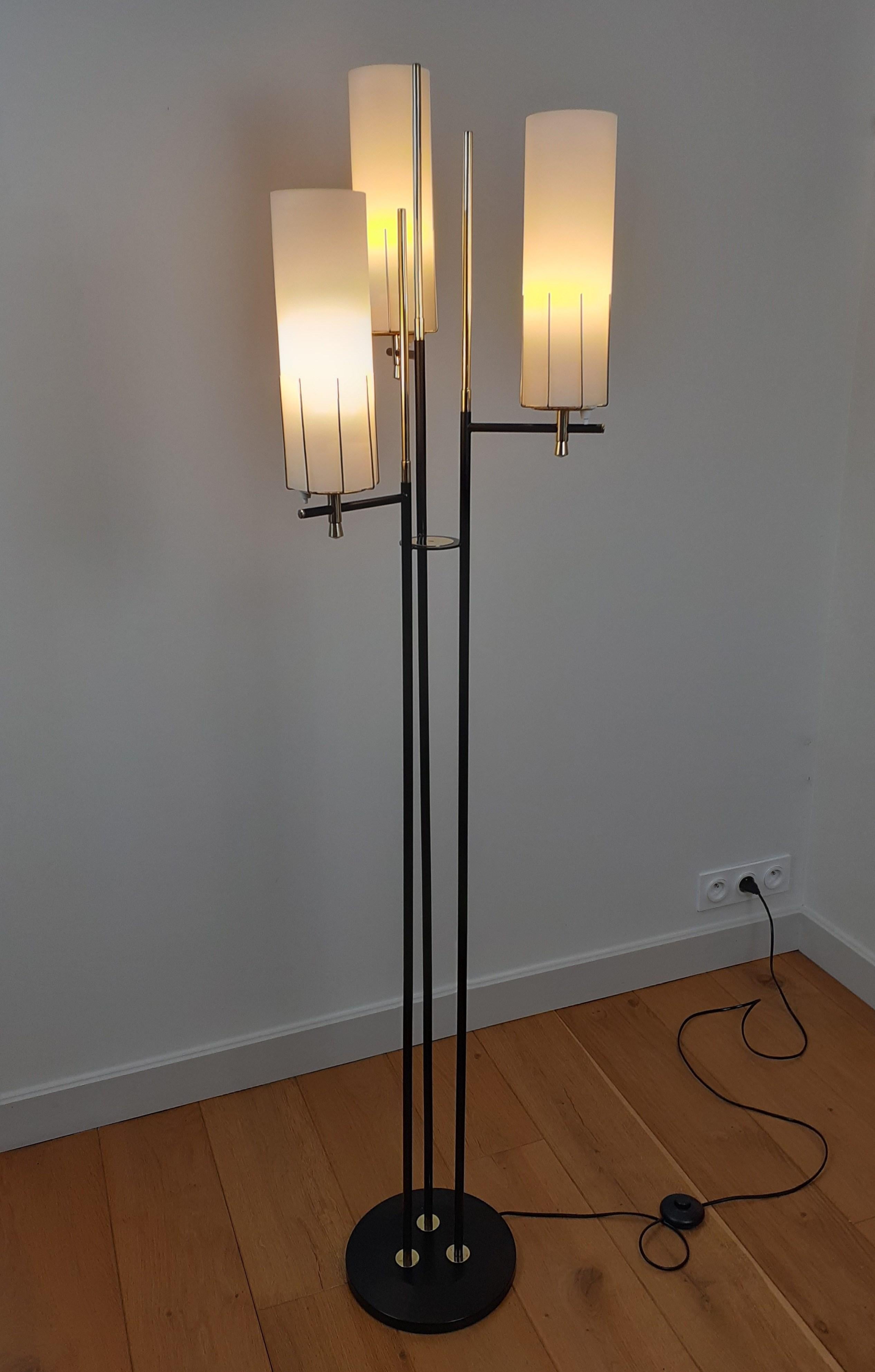 1950s Triple Light Floor Lamp by Maison Arlus For Sale 4