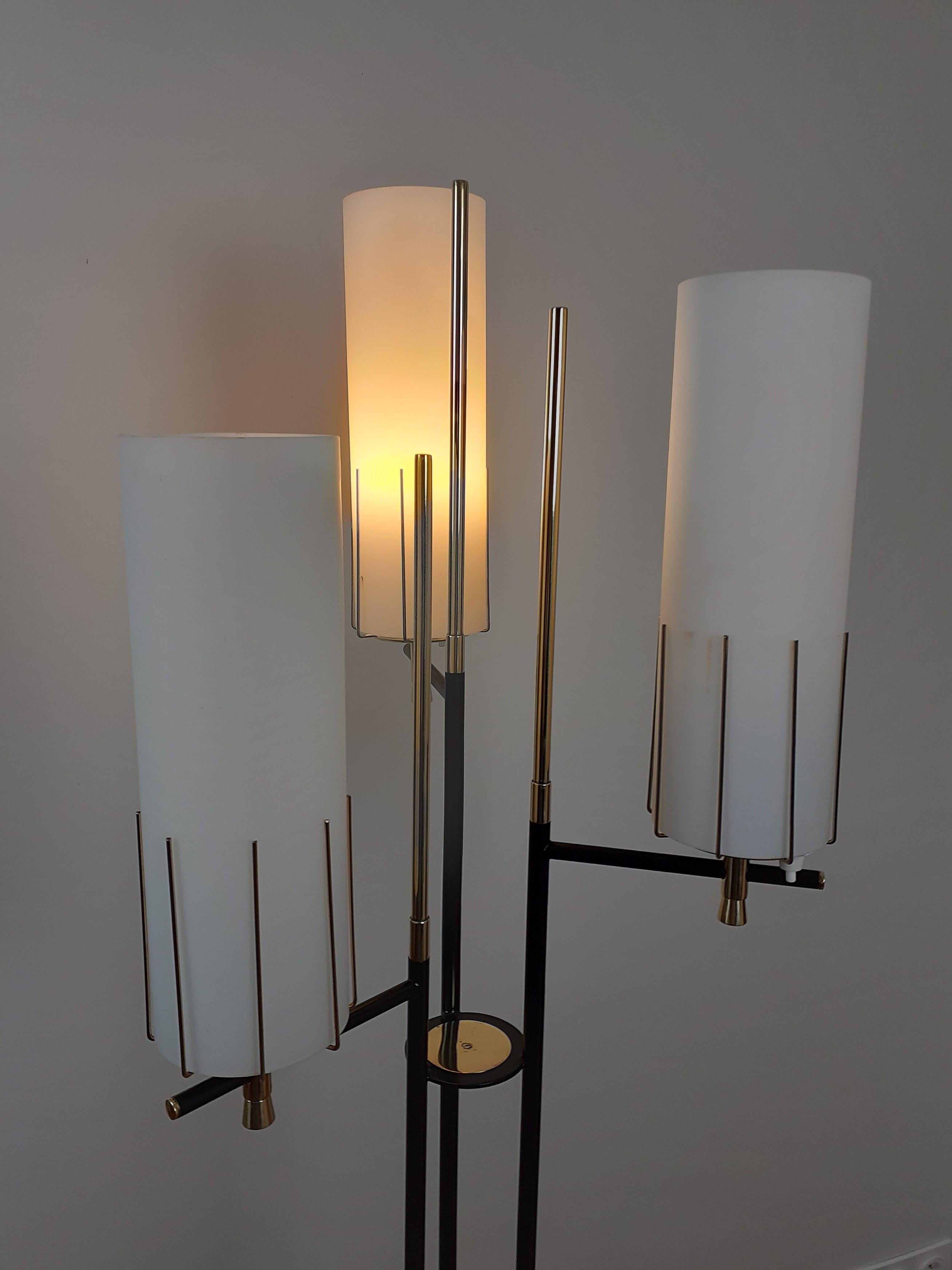1950s Triple Light Floor Lamp by Maison Arlus For Sale 6
