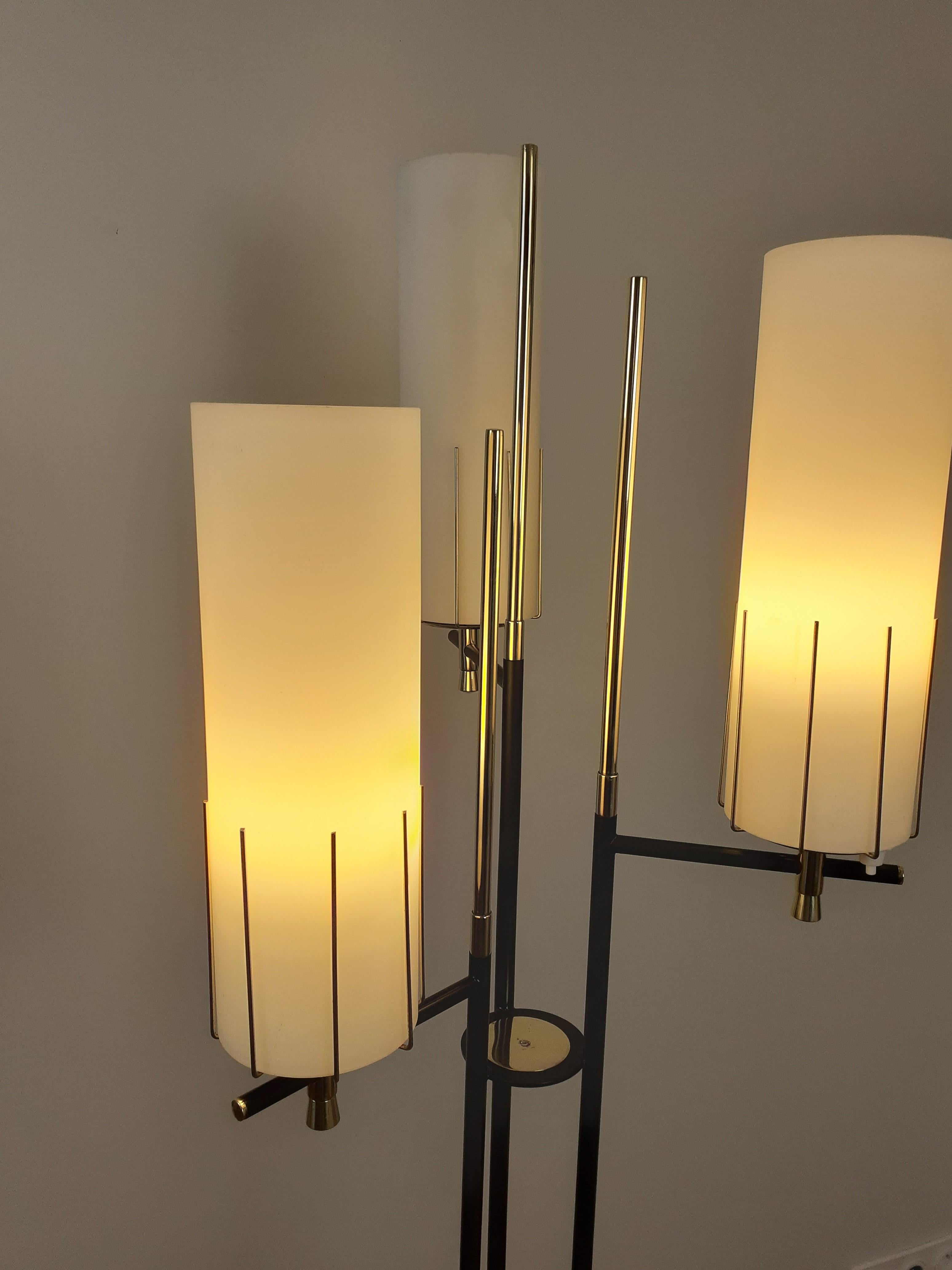 1950s Triple Light Floor Lamp by Maison Arlus For Sale 8
