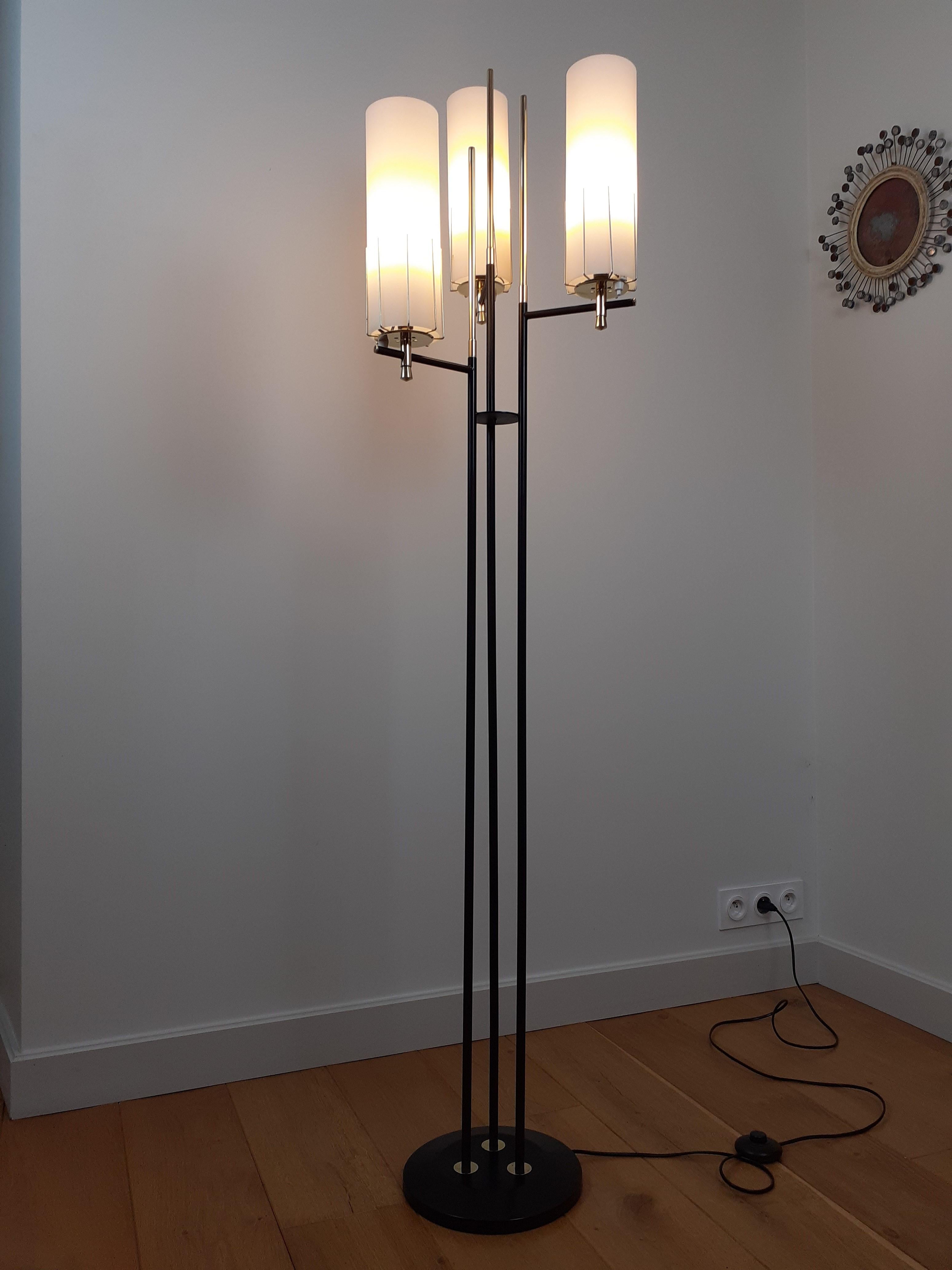 1950s Triple Light Floor Lamp by Maison Arlus For Sale 11