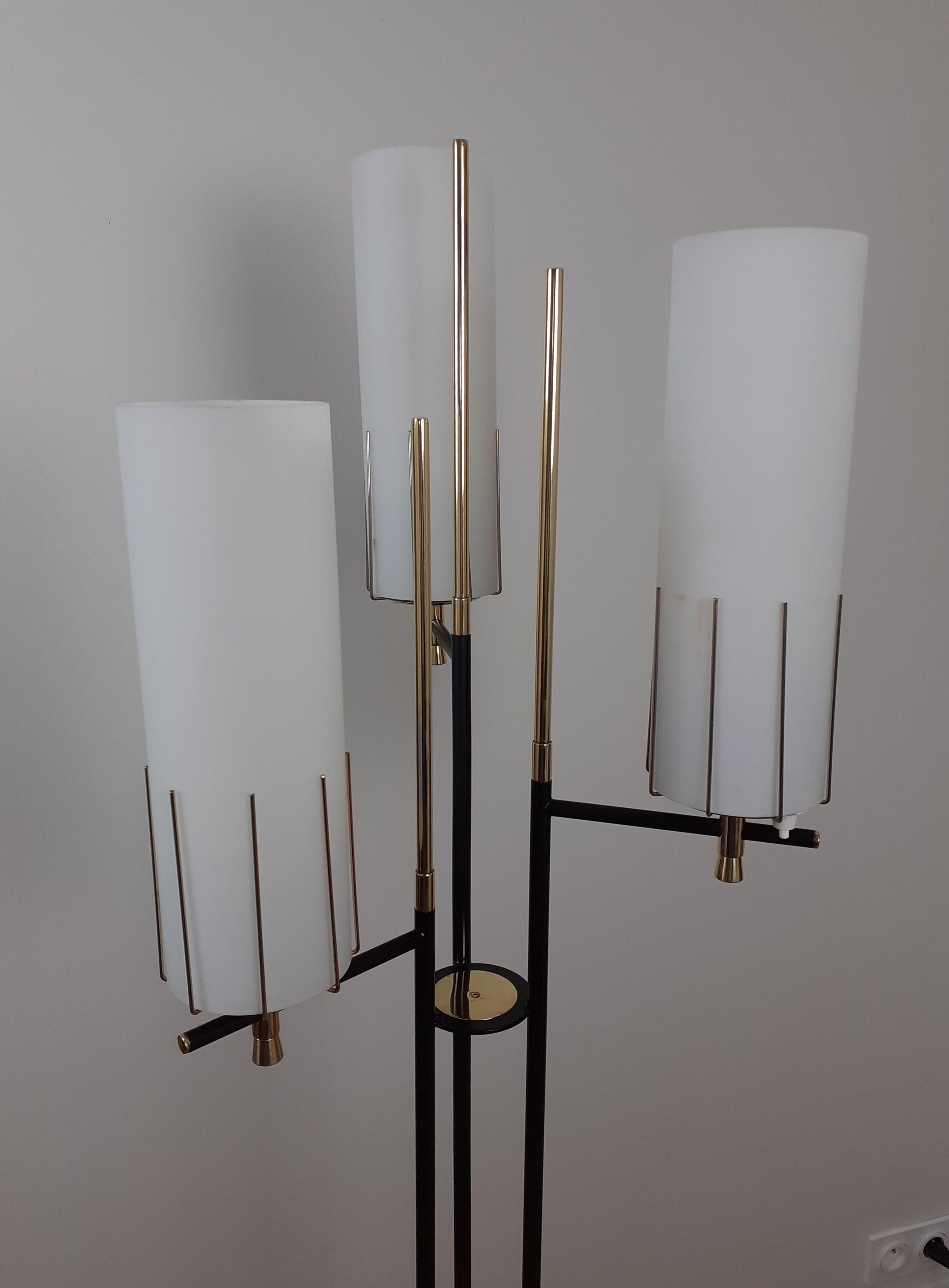 Mid-Century Modern 1950s Triple Light Floor Lamp by Maison Arlus For Sale