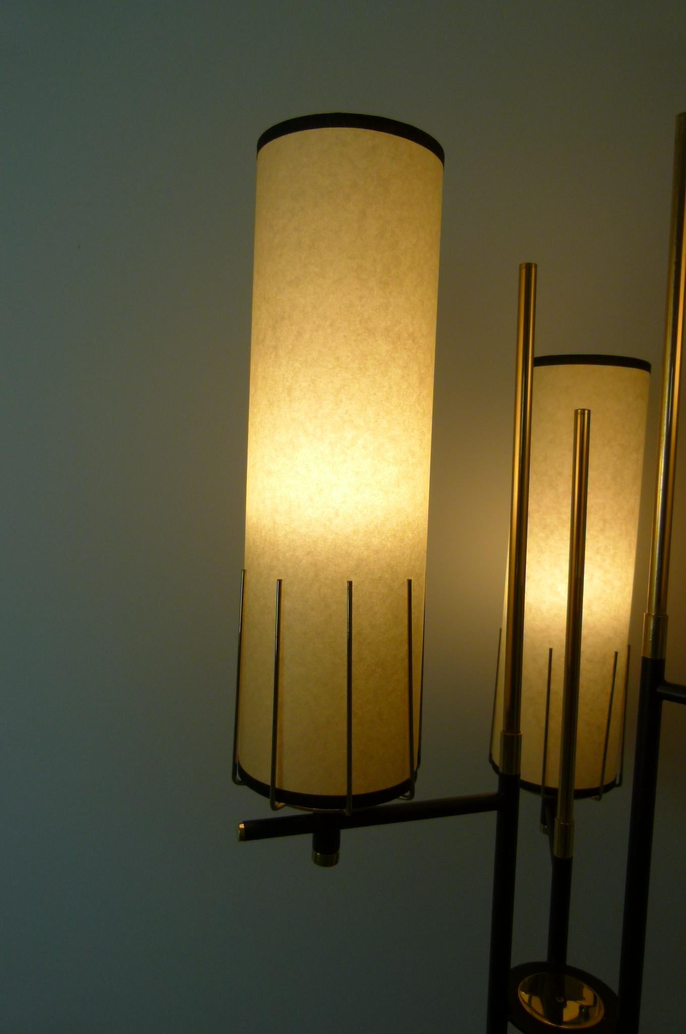 1950s Triple Light Floor Lamp by Maison Arlus In Excellent Condition In Saint-Ouen, FR