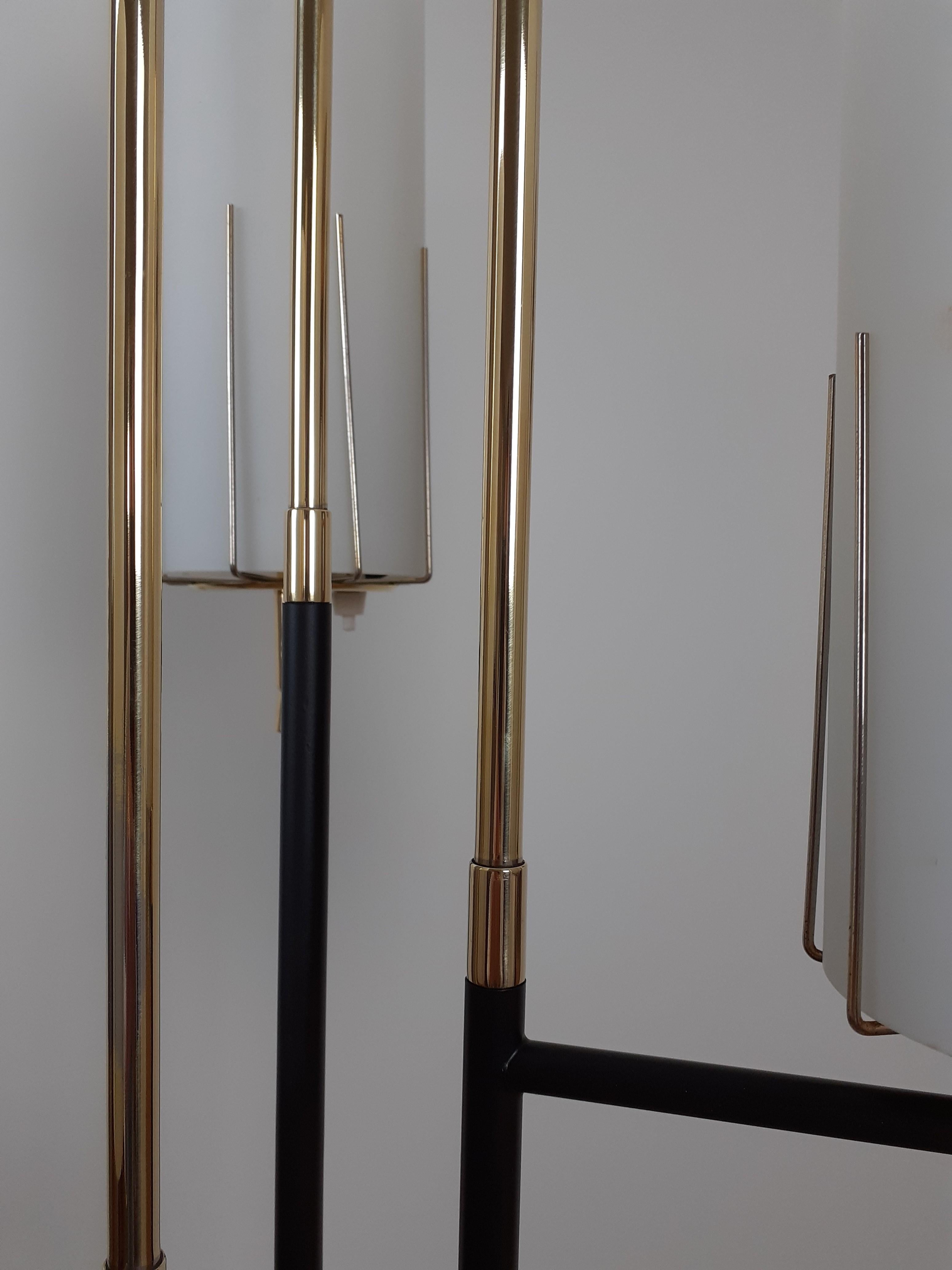Brass 1950s Triple Light Floor Lamp by Maison Arlus For Sale