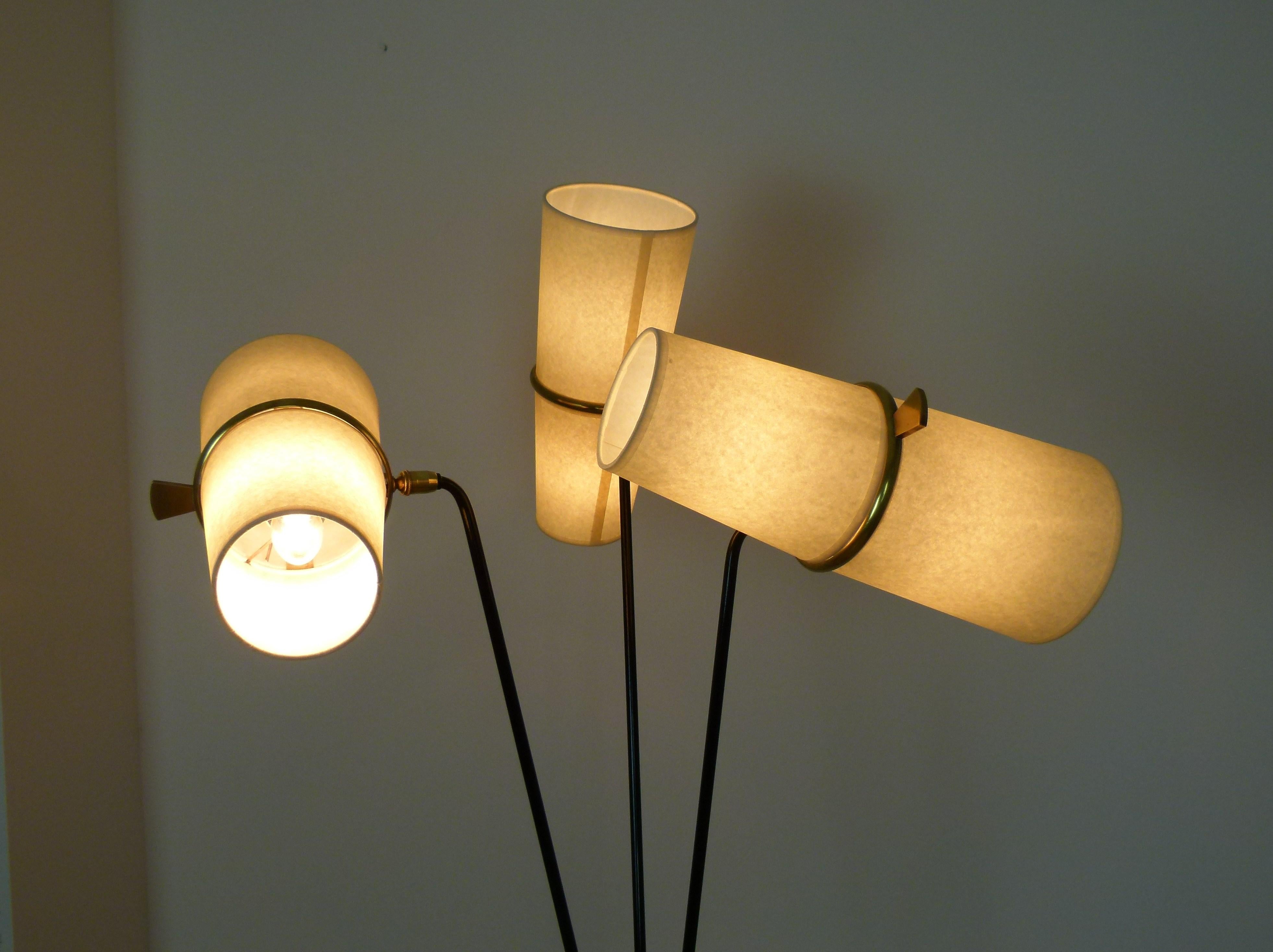 1950s Triple Lighting Floor Lamp by Maison Lunel 7