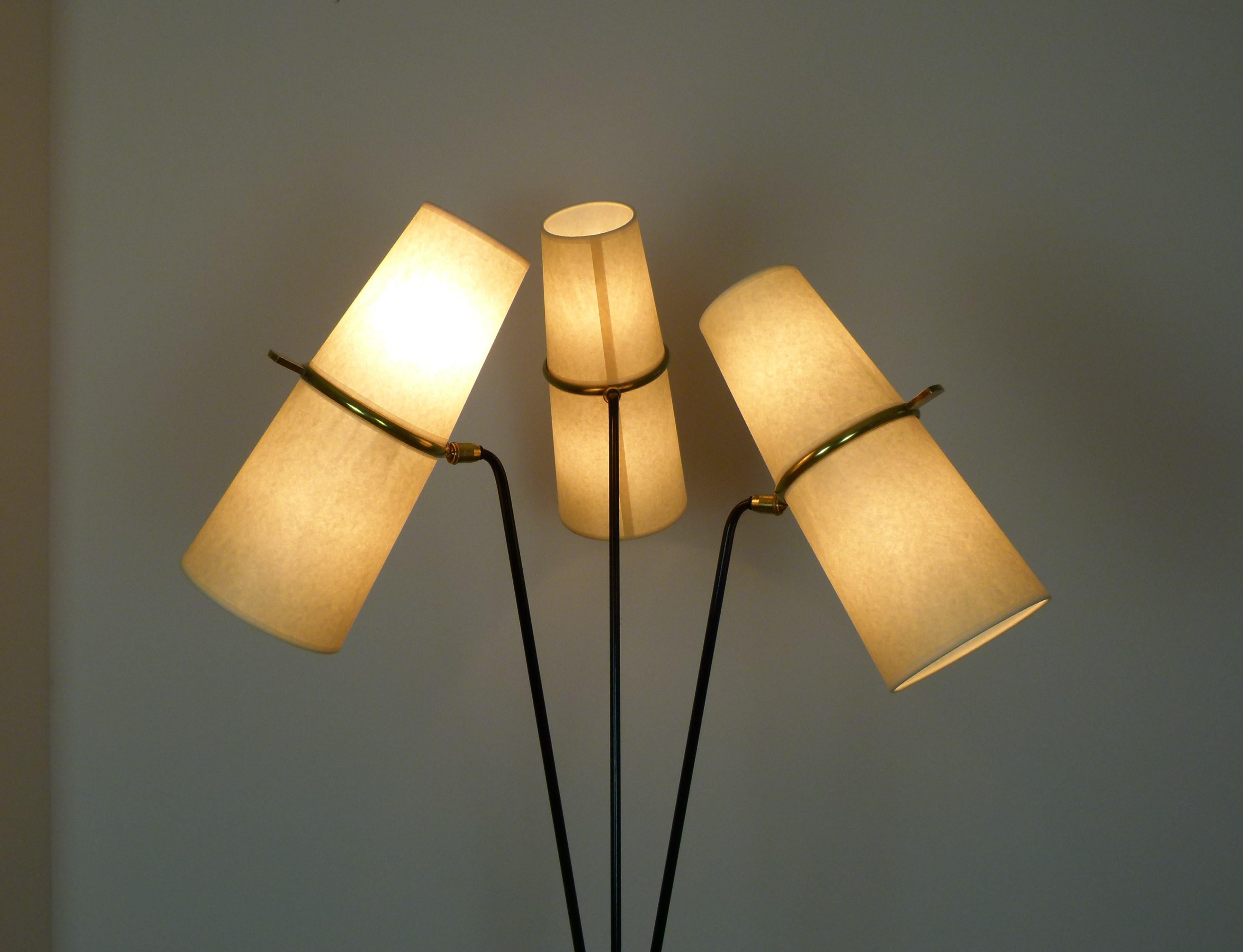 1950s Triple Lighting Floor Lamp by Maison Lunel 9