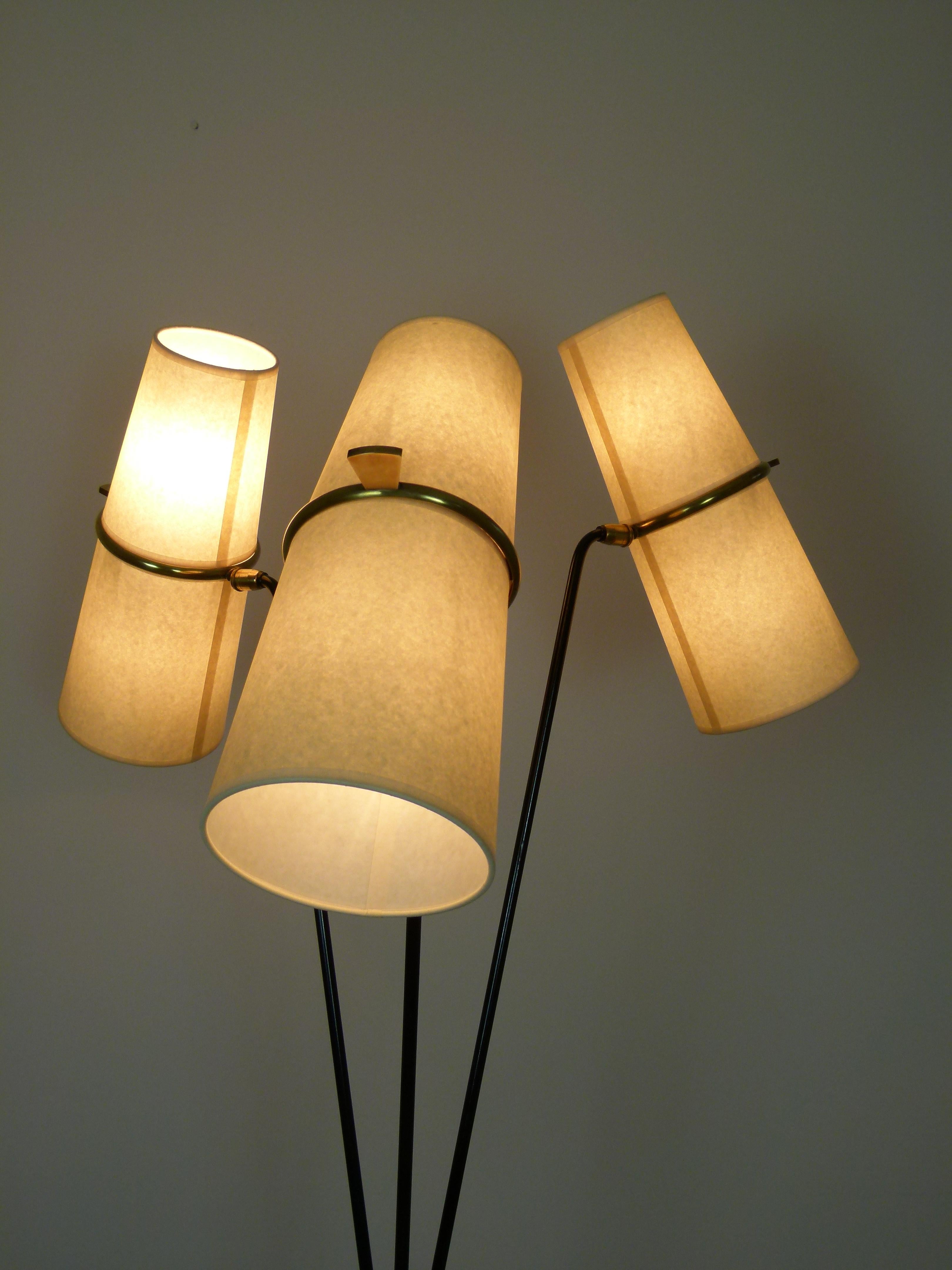 1950s Triple Lighting Floor Lamp by Maison Lunel 10