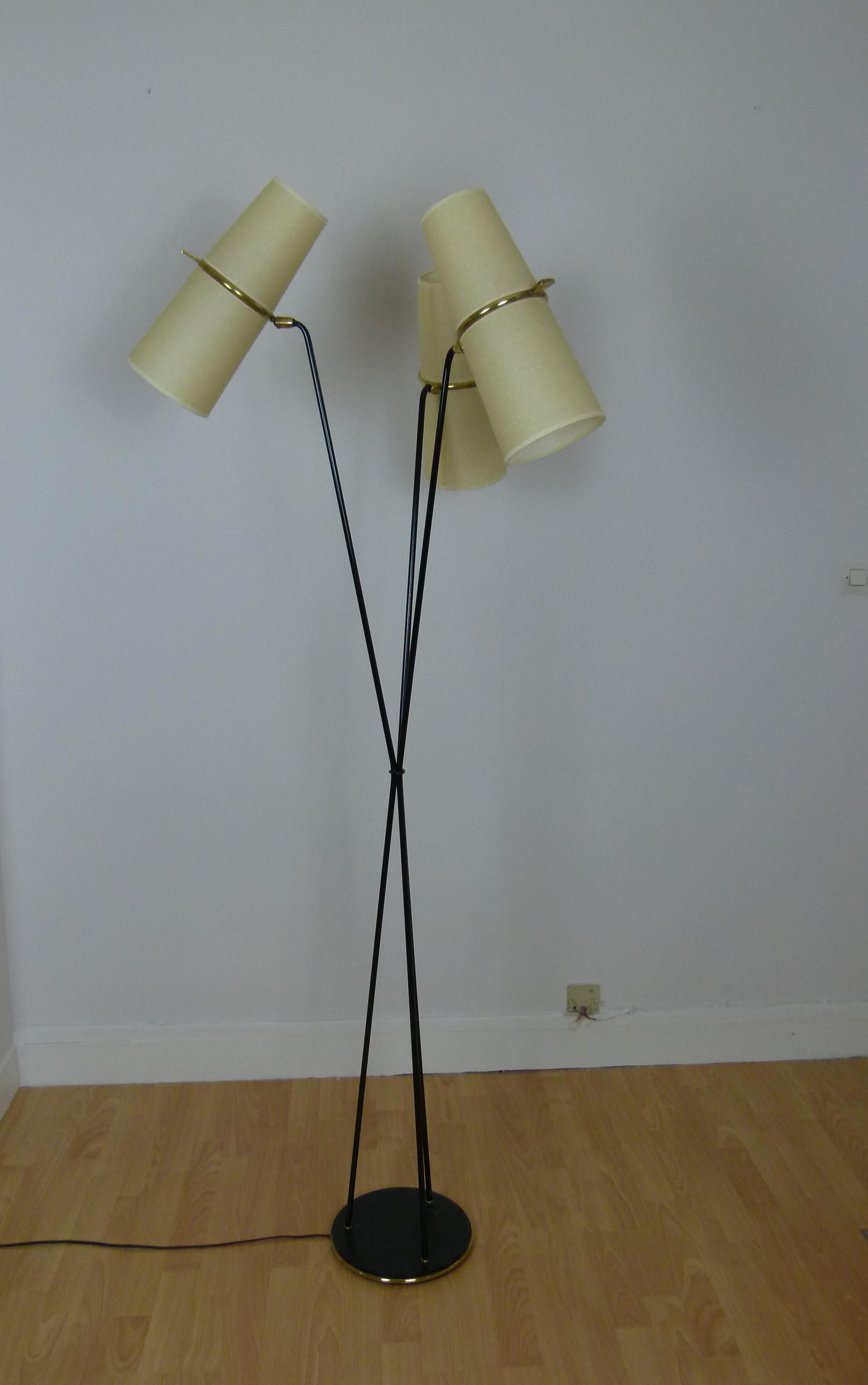 1950s Triple Lighting Floor Lamp by Maison Lunel In Excellent Condition In Saint-Ouen, FR