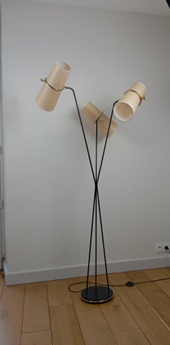 Lámpara de pie de triple iluminación de los años 50, de R. Lunel