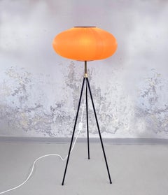 1950s Tripod Balloon-Cocoon Floor Lamp, Peach by Aro Leuchten, Western Germany