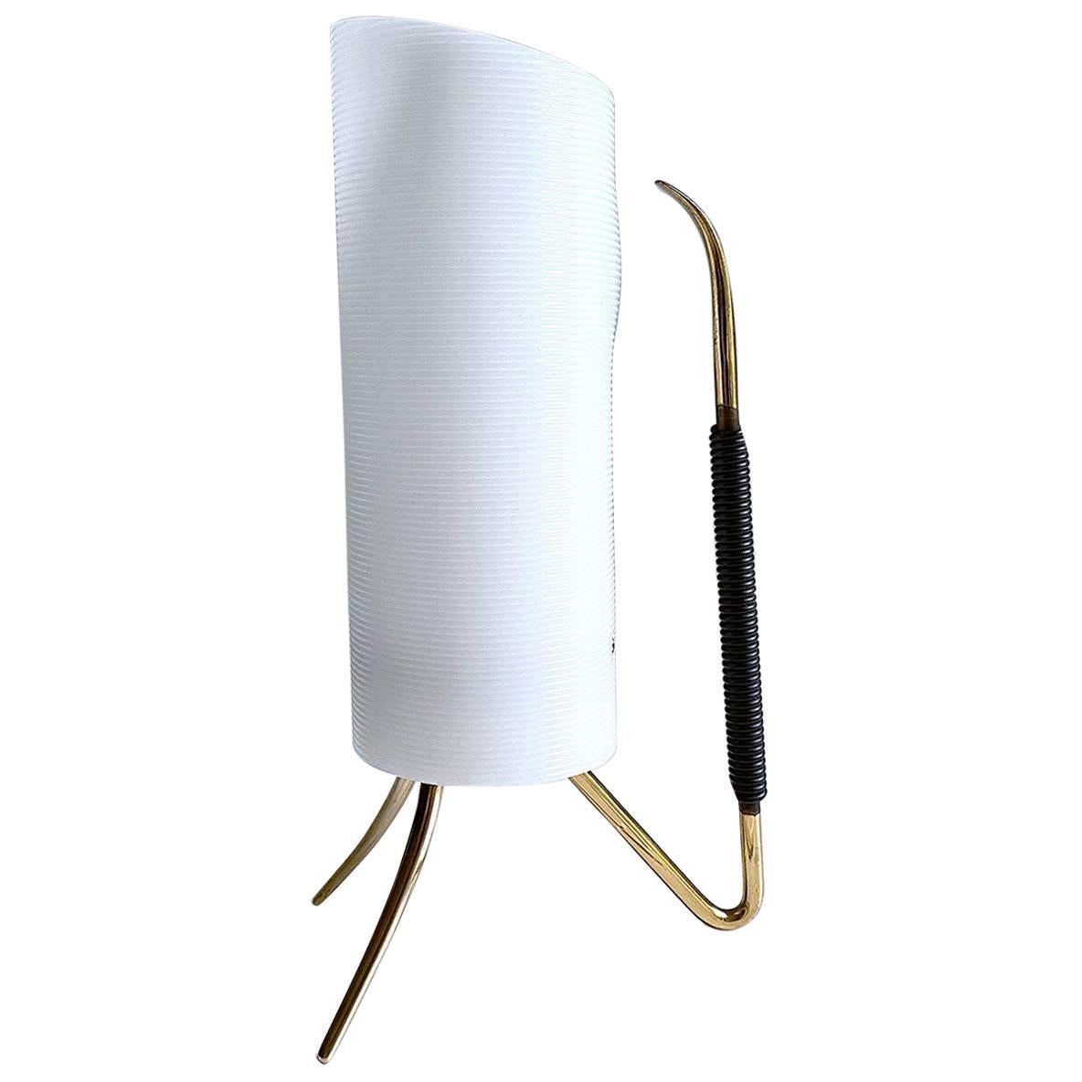 1950s Tripod Table Lamp, Stilnovo Style, Brass Lucite For Sale