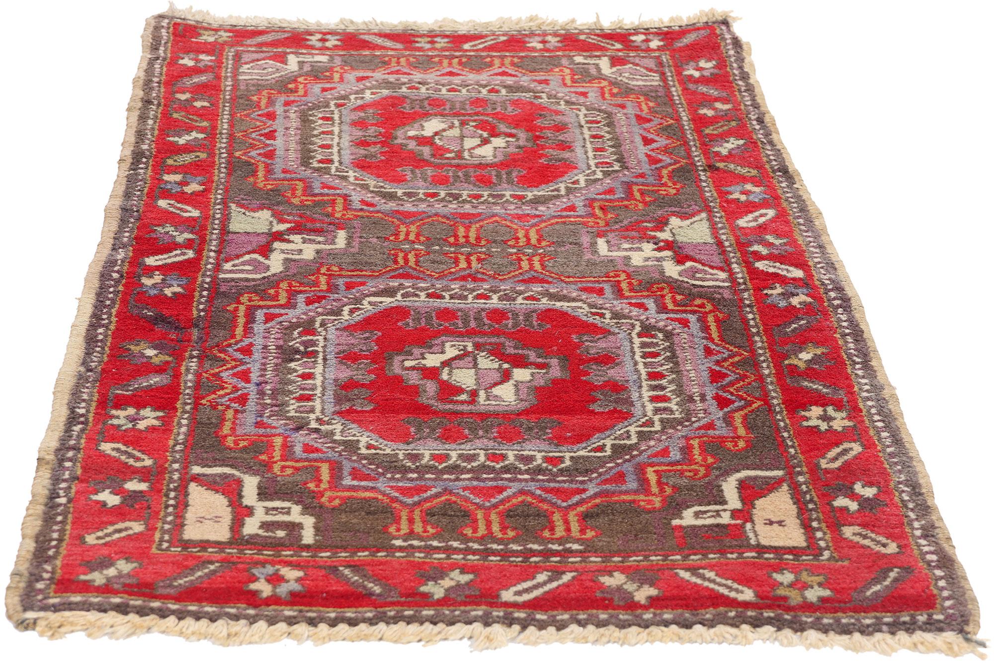 Aesthetic Movement 1950’s Turkish Bergama Carpet with Traditional Style For Sale