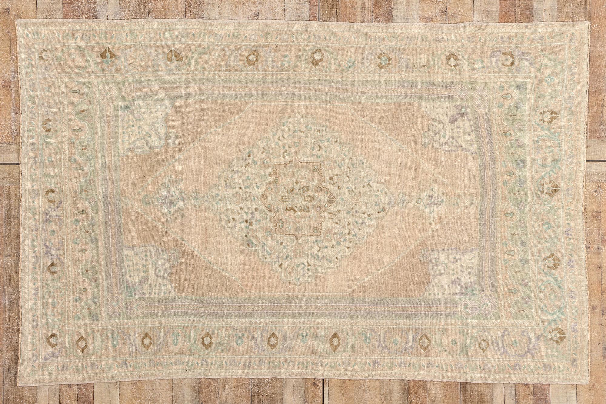 1950's Turkish Oushak Carpet with Modern Style For Sale 4