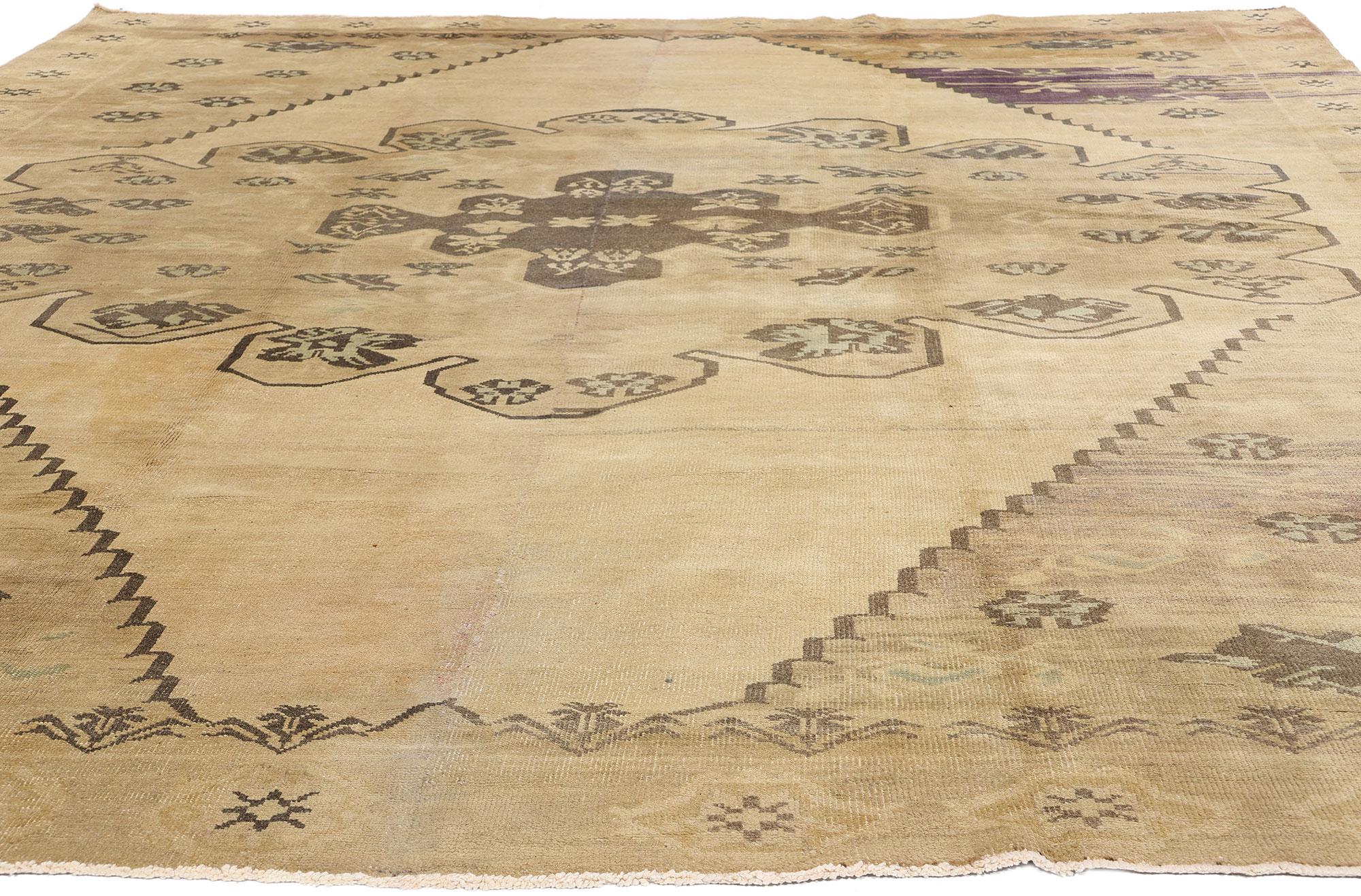 Hand-Knotted 1950's Turkish Oushak Carpet with Modern Style For Sale