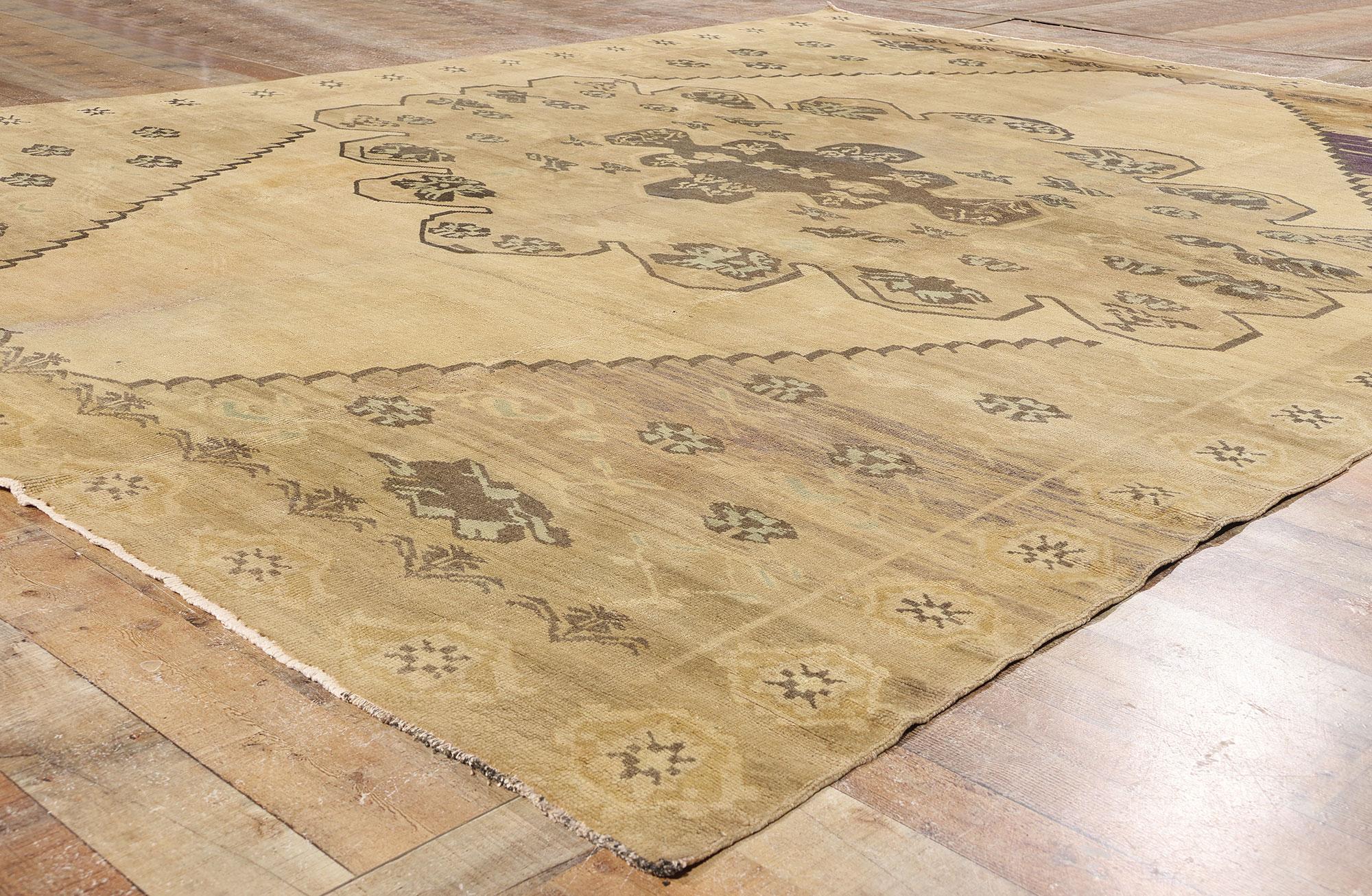 1950's Turkish Oushak Carpet with Modern Style For Sale 1