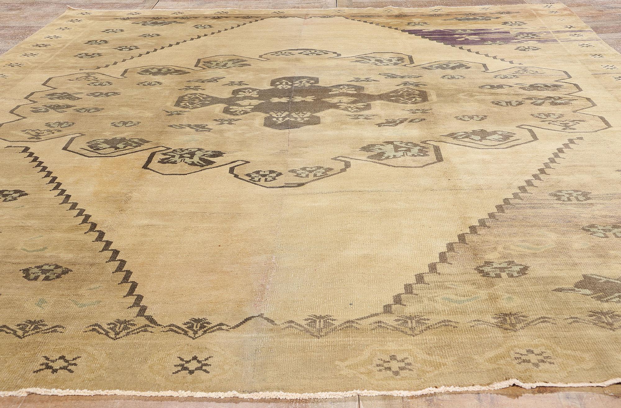 1950's Turkish Oushak Carpet with Modern Style For Sale 2