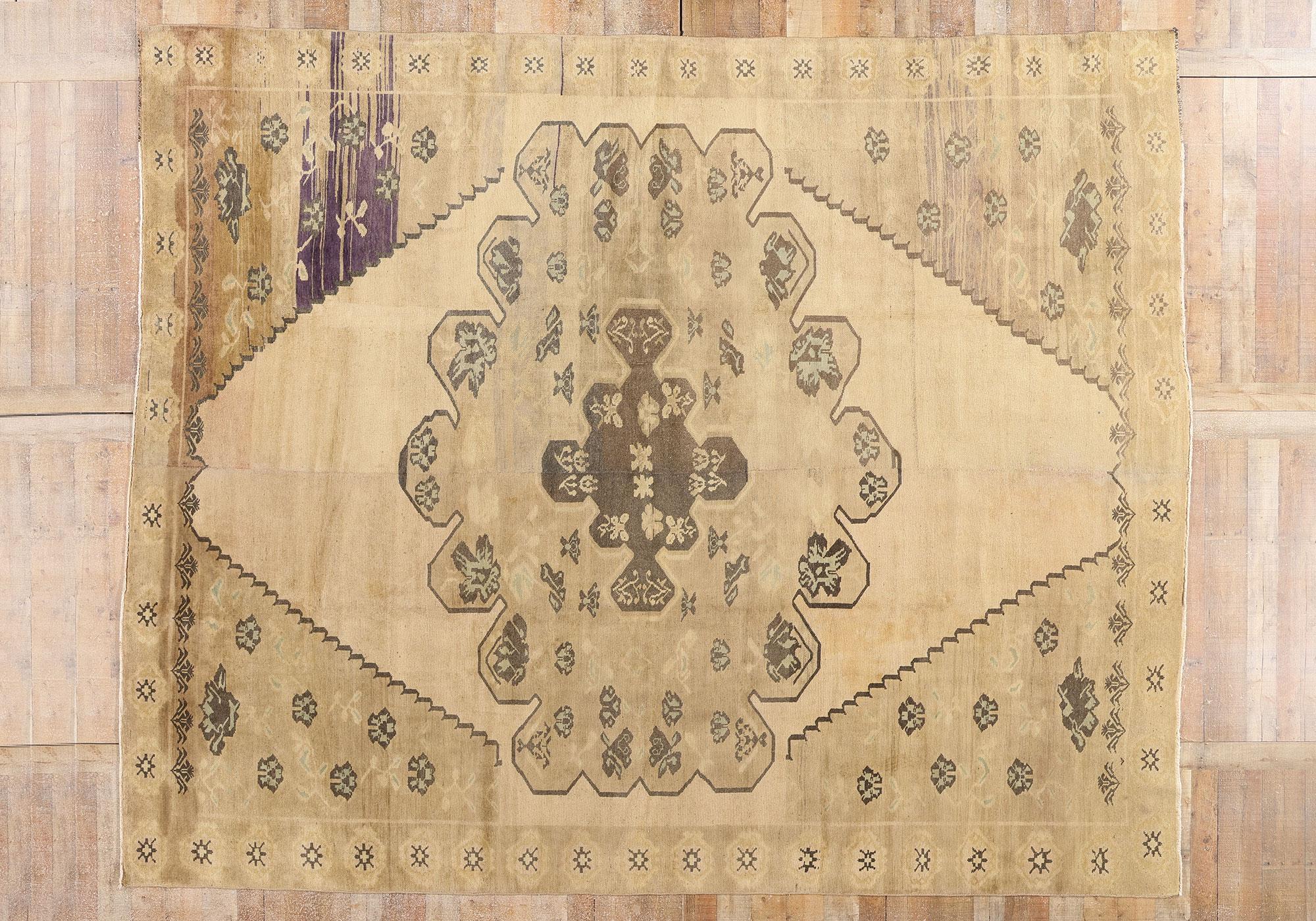 1950's Turkish Oushak Carpet with Modern Style For Sale 3
