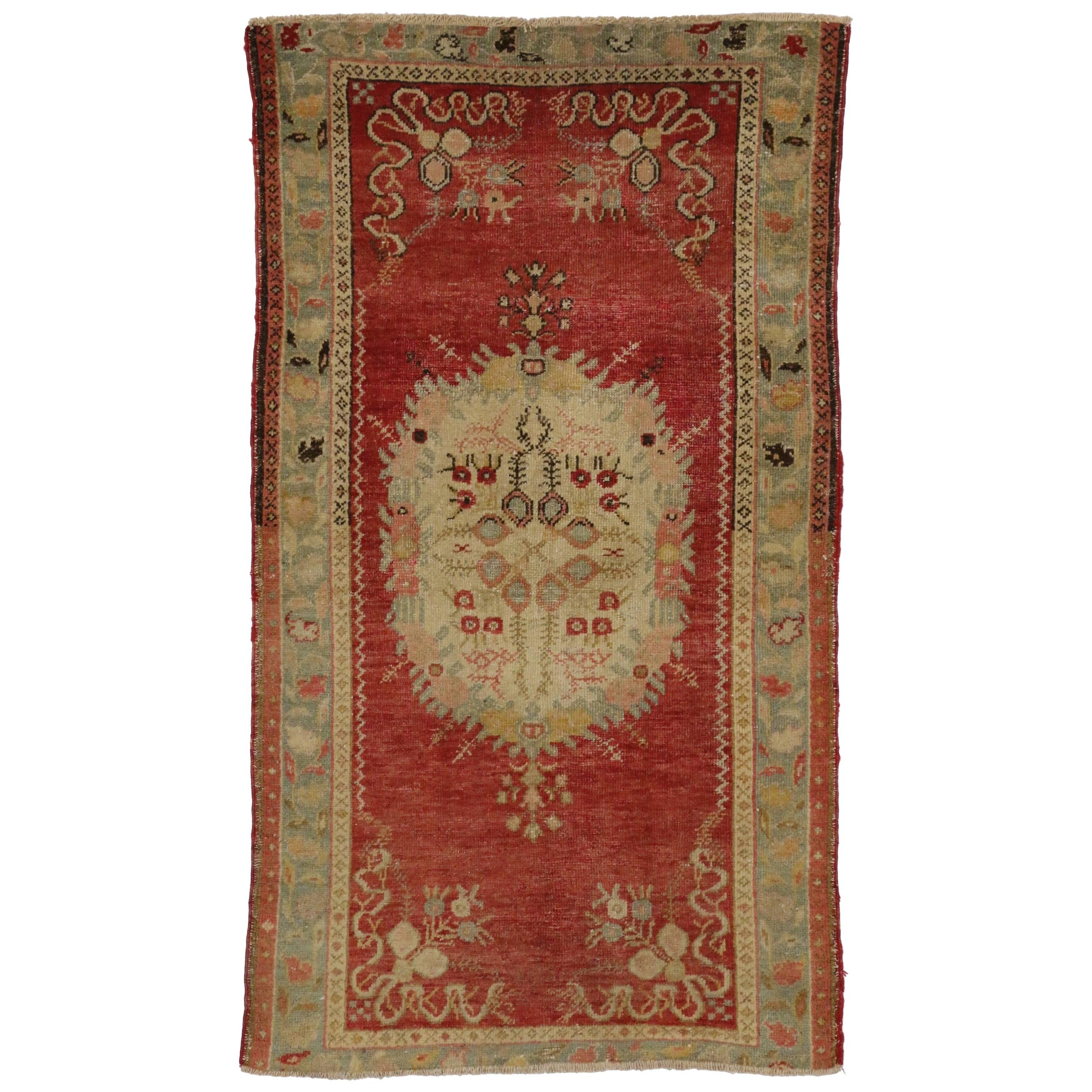 Noué à la main Tapis turc Oushak des années 1950 avec style traditionnel en vente