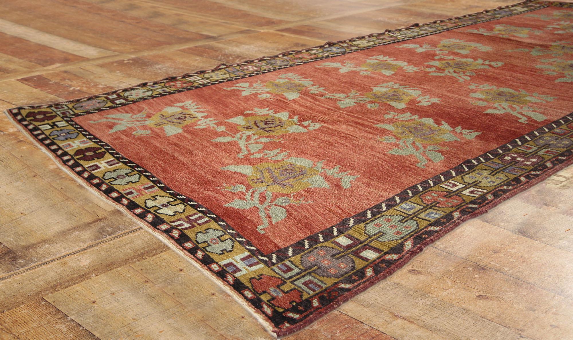 Alfombra turca Oushak de 1950 de estilo tradicional Lana