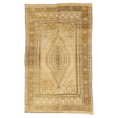 Tapis turc Oushak des années 1950, style traditionnel, couleurs terreuses chaudes