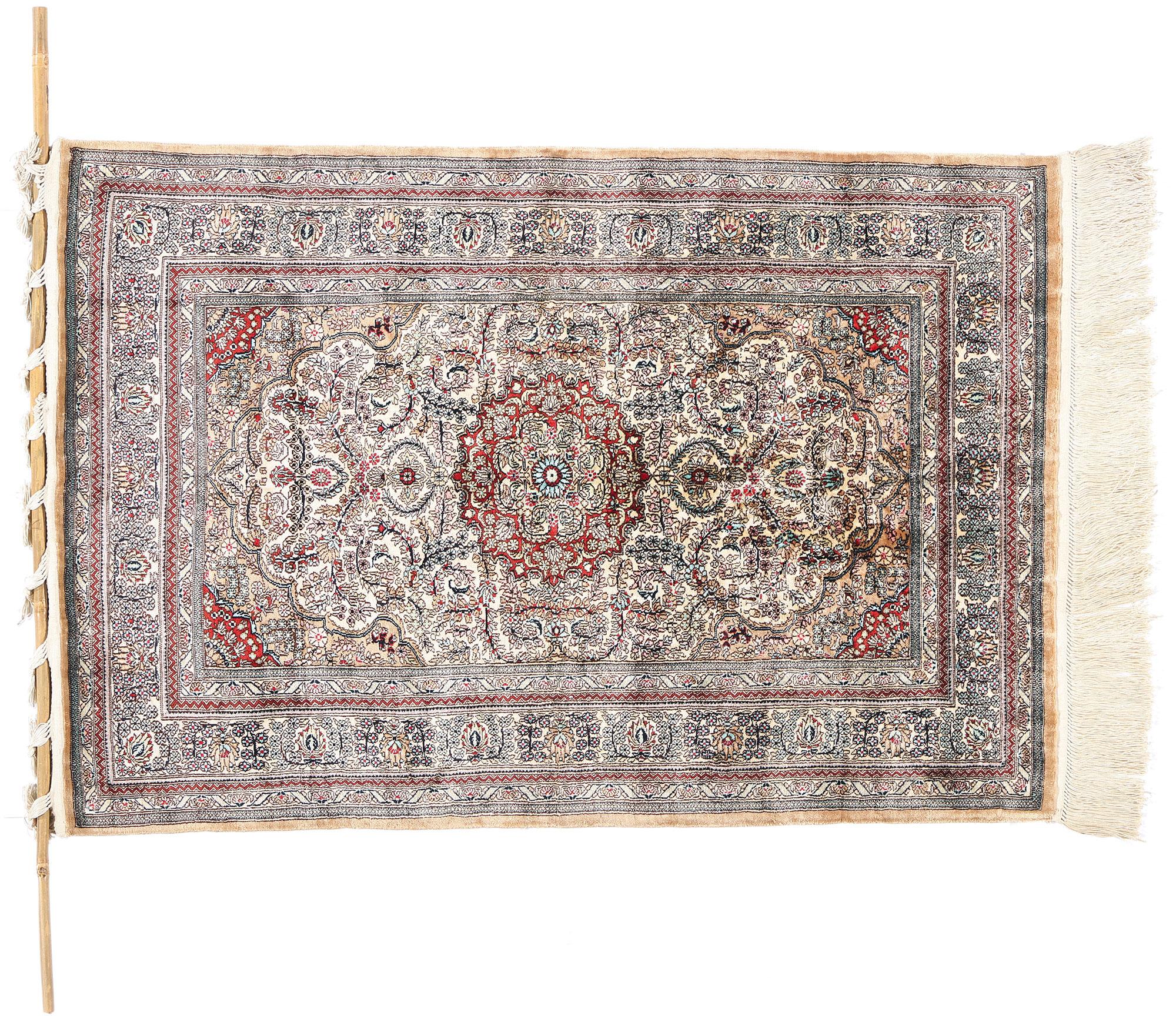 1950's Turkish Silk Hereke Carpet with Traditional Style For Sale 4