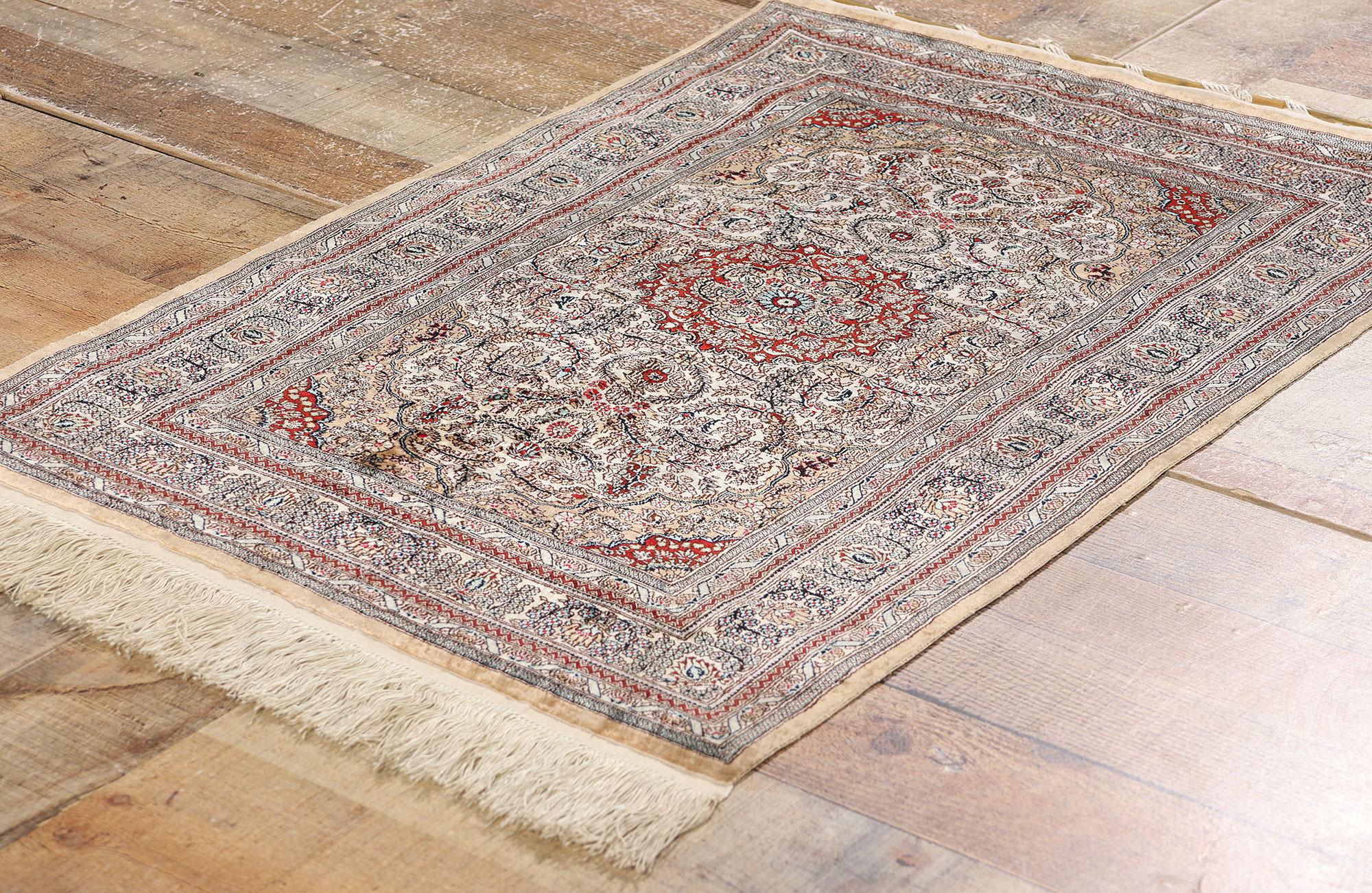 1950's Turkish Silk Hereke Carpet with Traditional Style For Sale 1