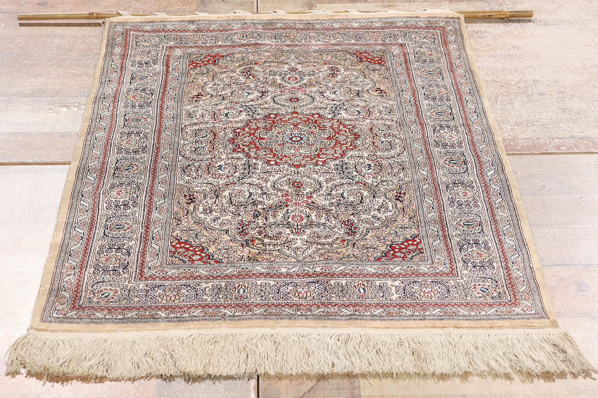 1950's Turkish Silk Hereke Carpet with Traditional Style For Sale 2