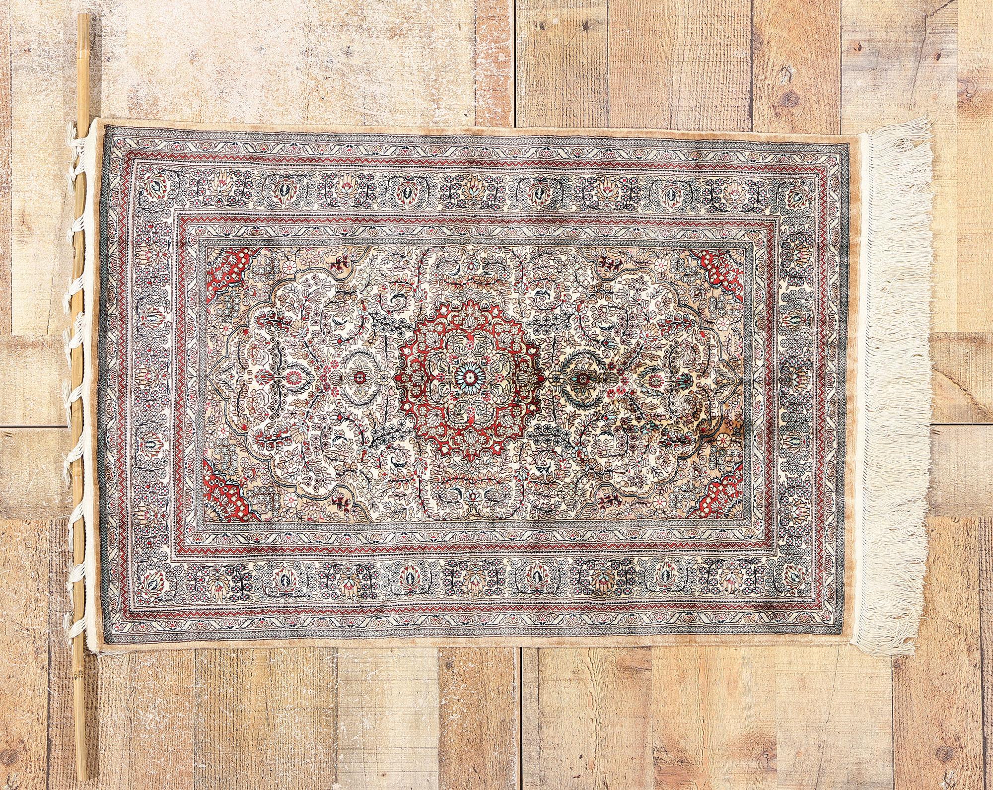 1950's Turkish Silk Hereke Carpet with Traditional Style For Sale 3