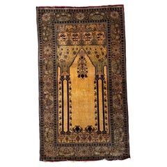 1950er Jahre Türkischer Seidengebetsteppich mit Blumenbordüre