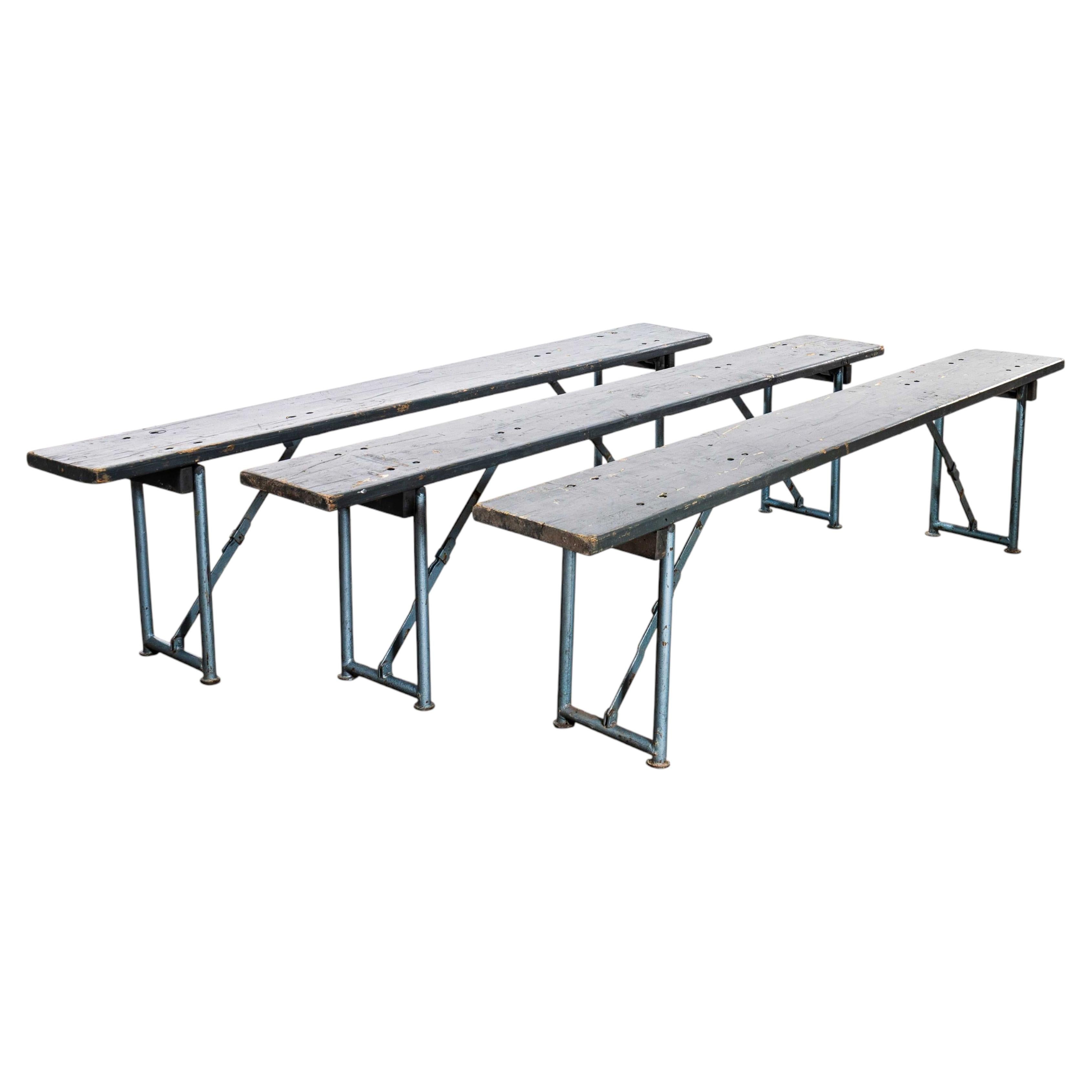 1950’s Turquoise Ex Air Force French Folding Bench For Sale