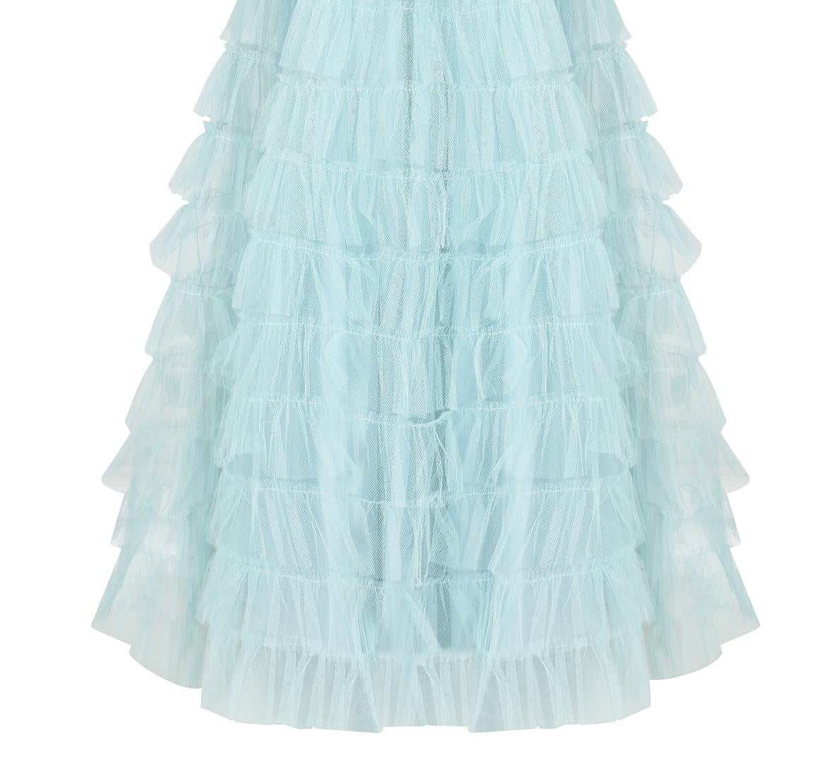 Women's 1950s Turquoise Layered Tulle Net Halterneck Dress For Sale