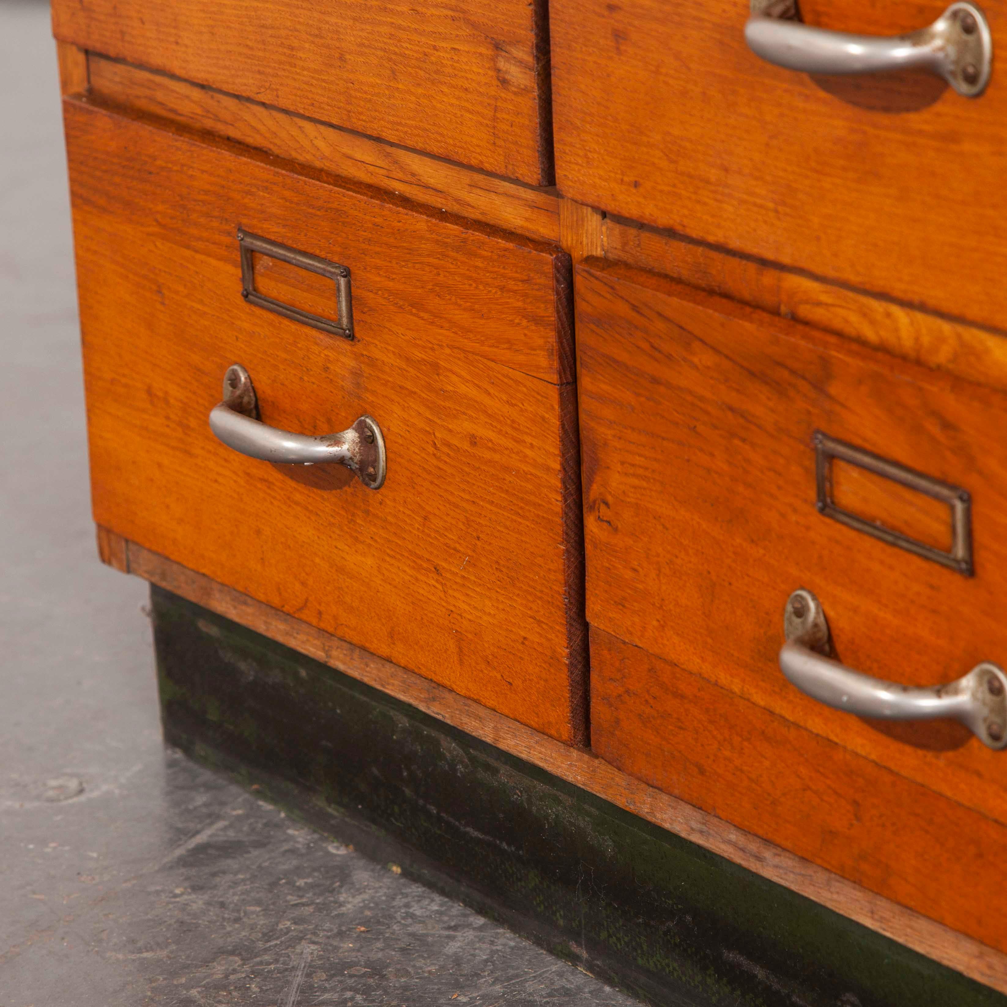 1950s Twelve-Drawer Original Oak Apothecary Cabinet, Chest of Drawers, German 6