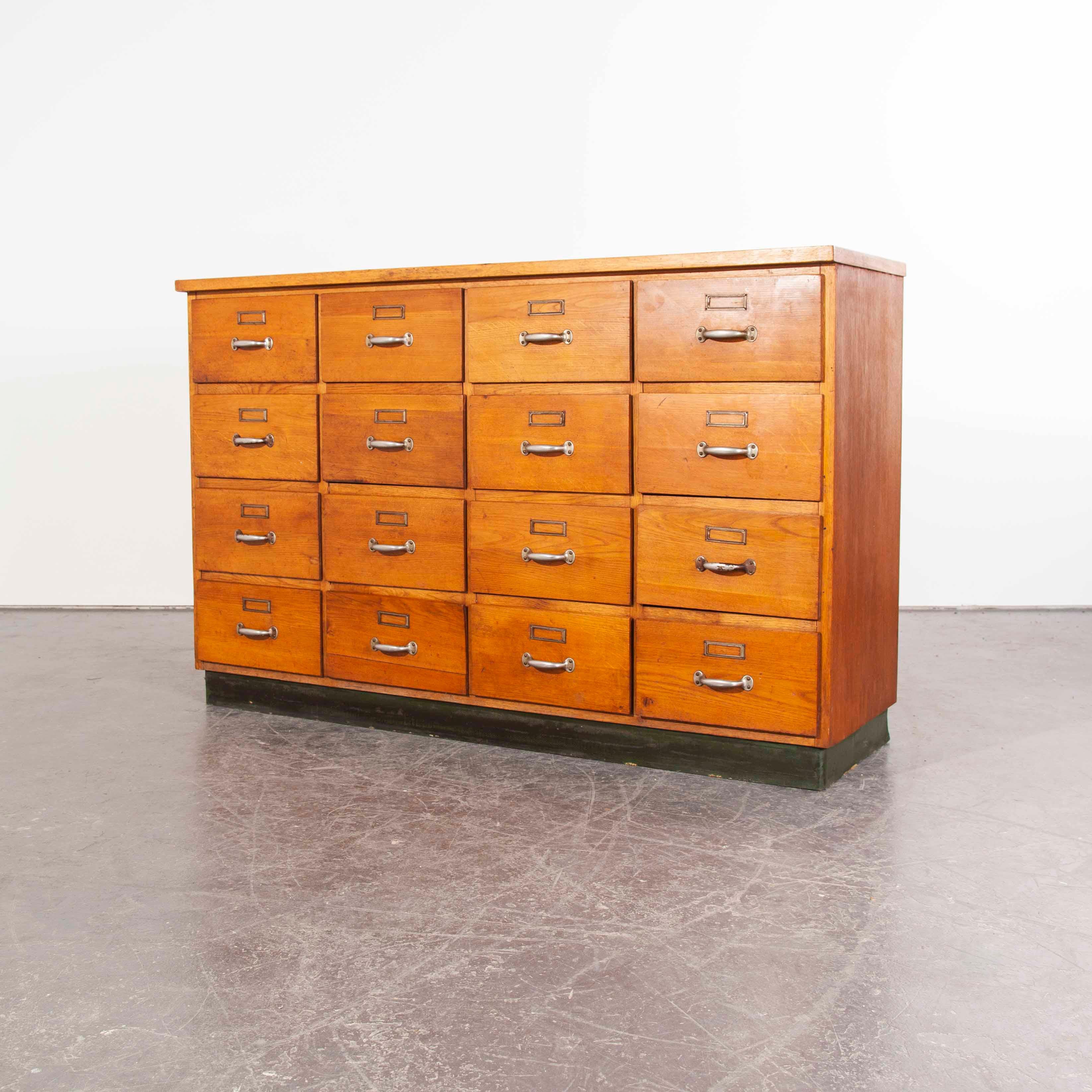 1950s Twelve-Drawer Original Oak Apothecary Cabinet, Chest of Drawers, German In Good Condition In Hook, Hampshire