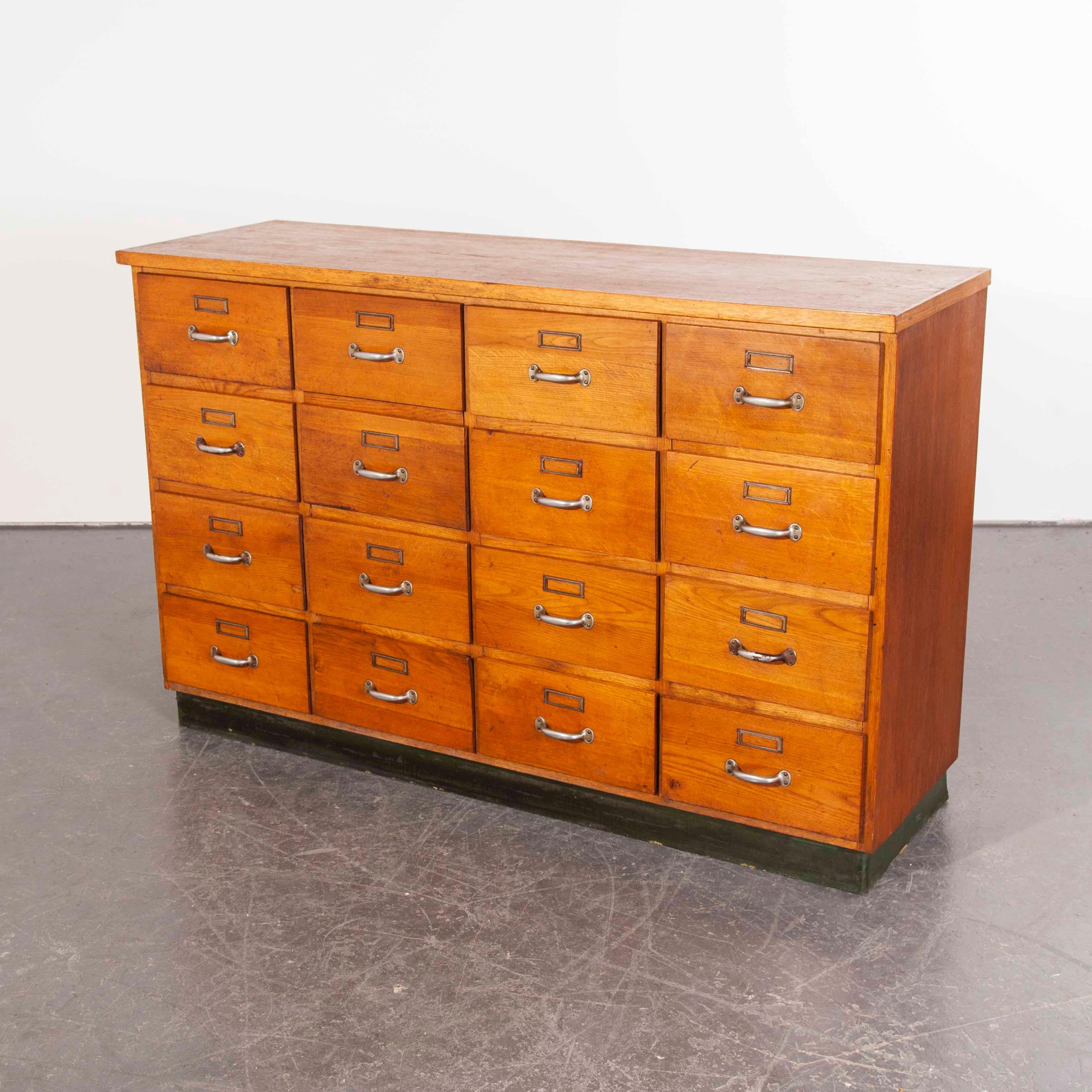 Mid-20th Century 1950s Twelve-Drawer Original Oak Apothecary Cabinet, Chest of Drawers, German