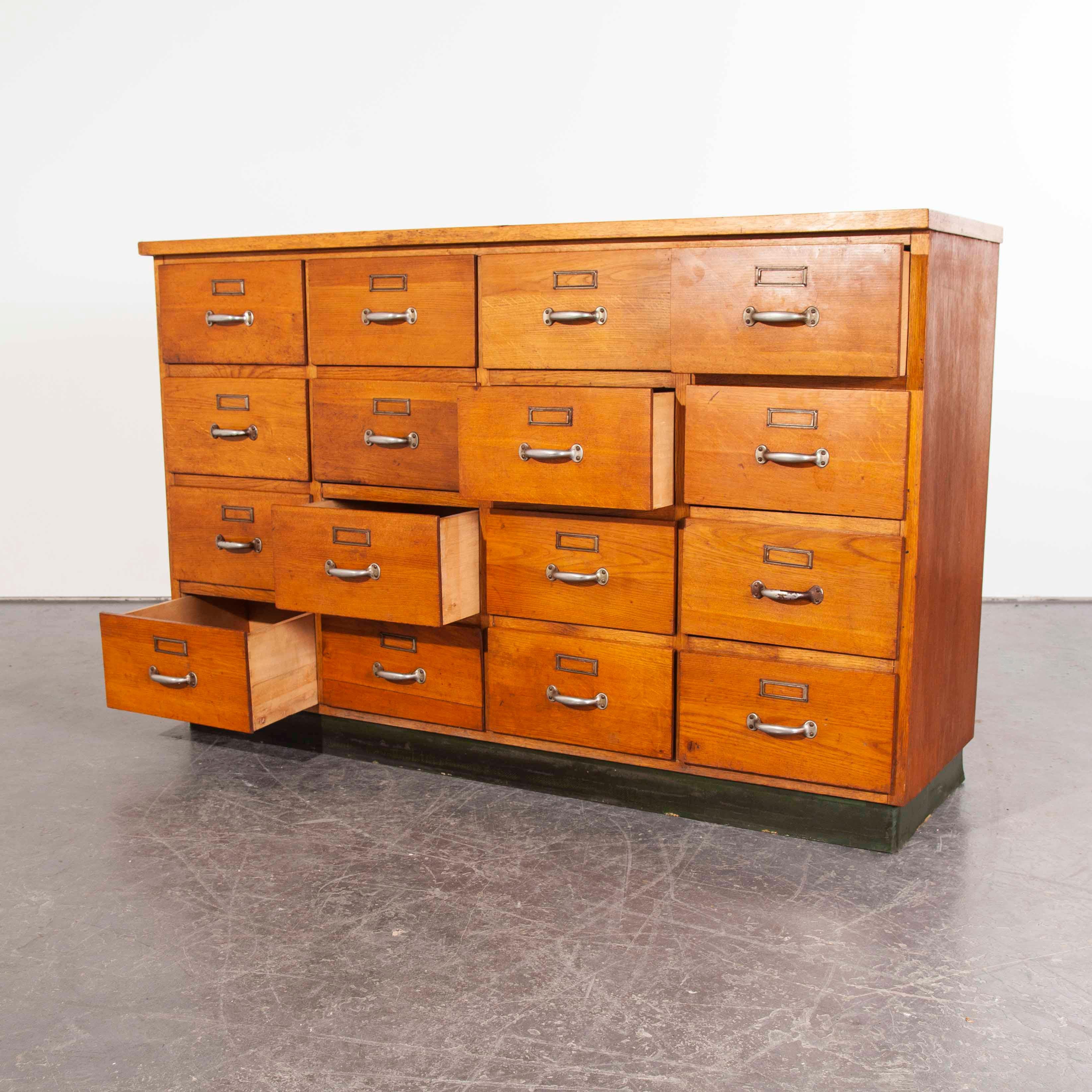 1950s Twelve-Drawer Original Oak Apothecary Cabinet, Chest of Drawers, German 1